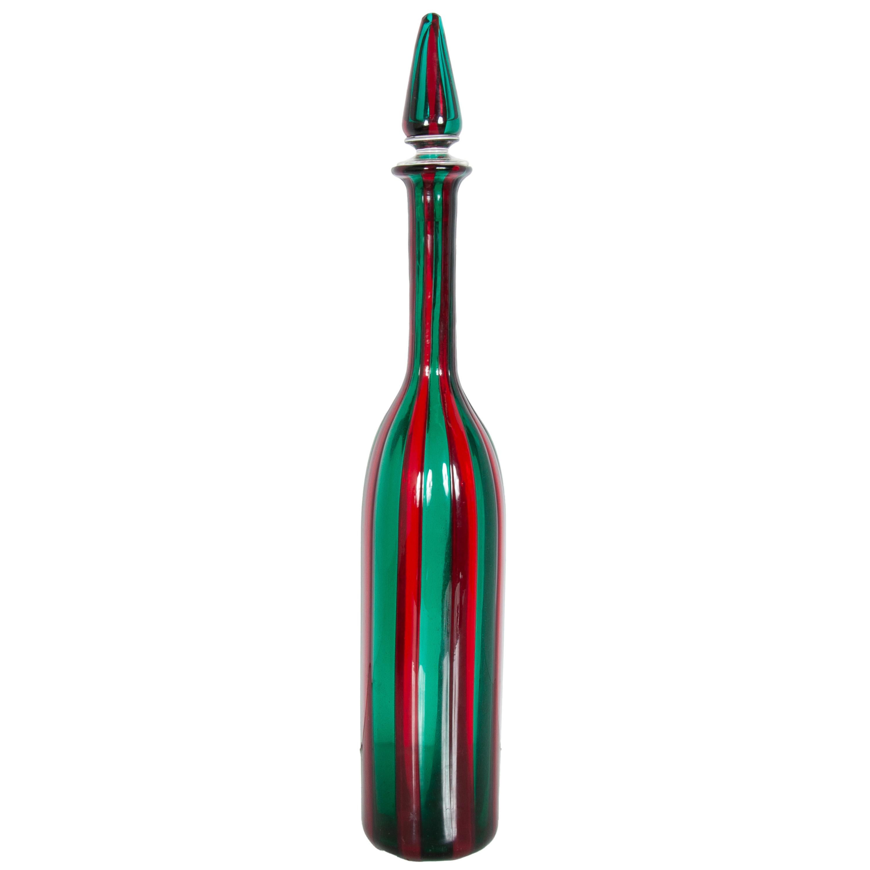 Mid-Century Modern Mid Century Italian Murano Glass Morandiane Bottle Gio Ponti & Paolo Venini 1955 For Sale