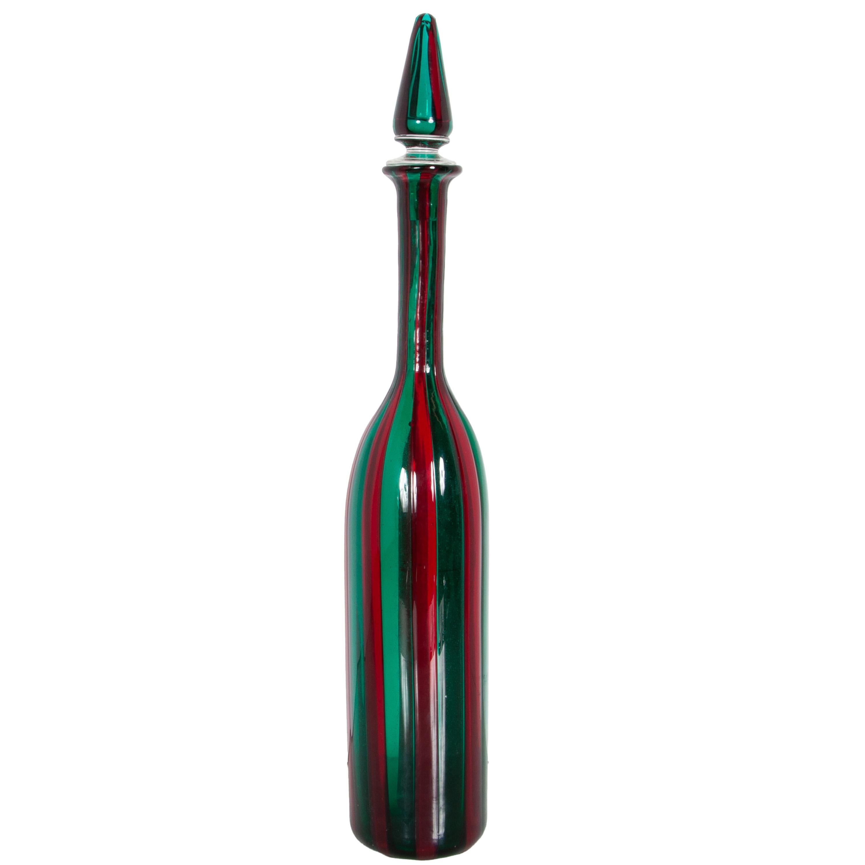 Mid-20th Century Mid Century Italian Murano Glass Morandiane Bottle Gio Ponti & Paolo Venini 1955 For Sale