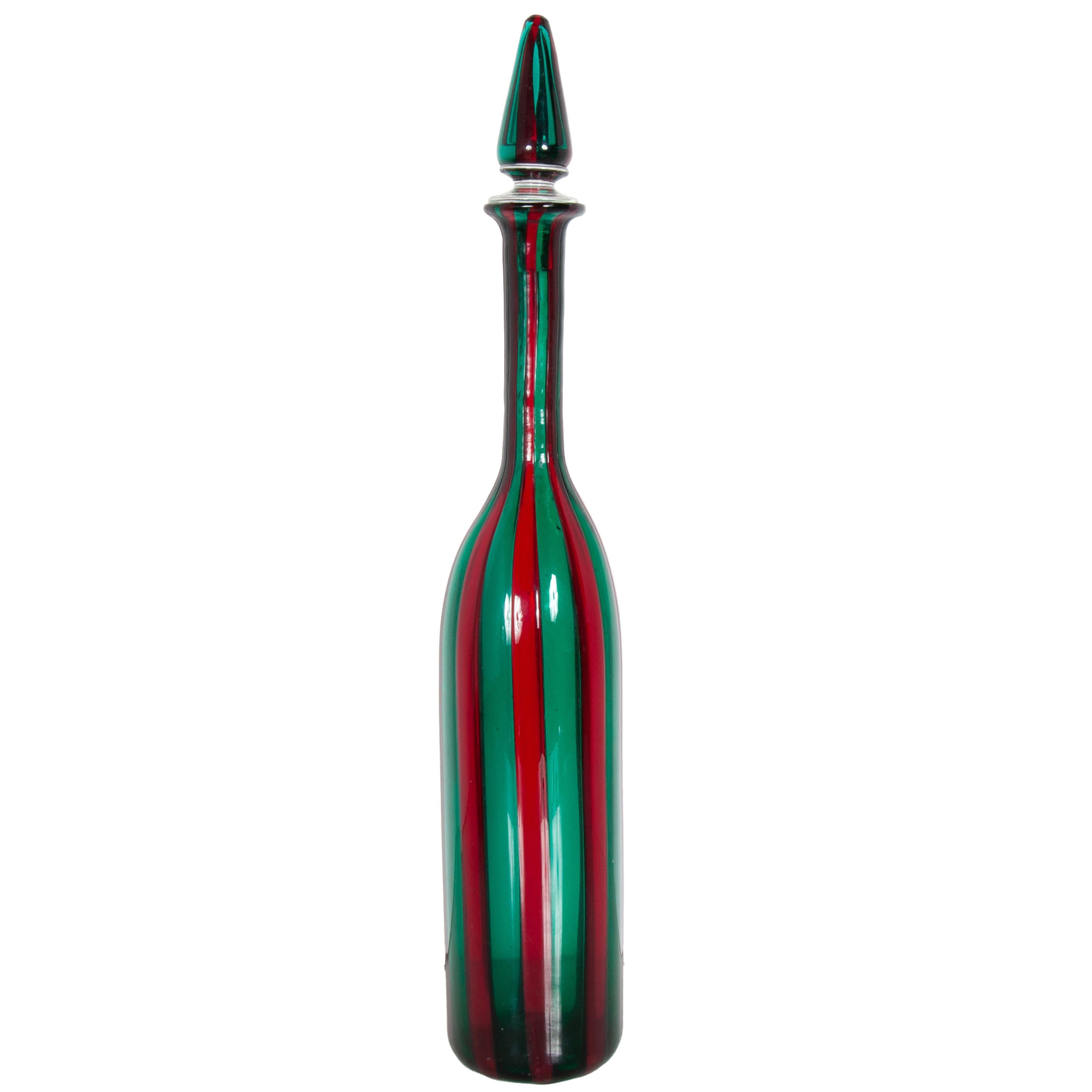 Mid Century Italian Murano Glass Morandiane Bottle Gio Ponti & Paolo Venini 1955 For Sale 1