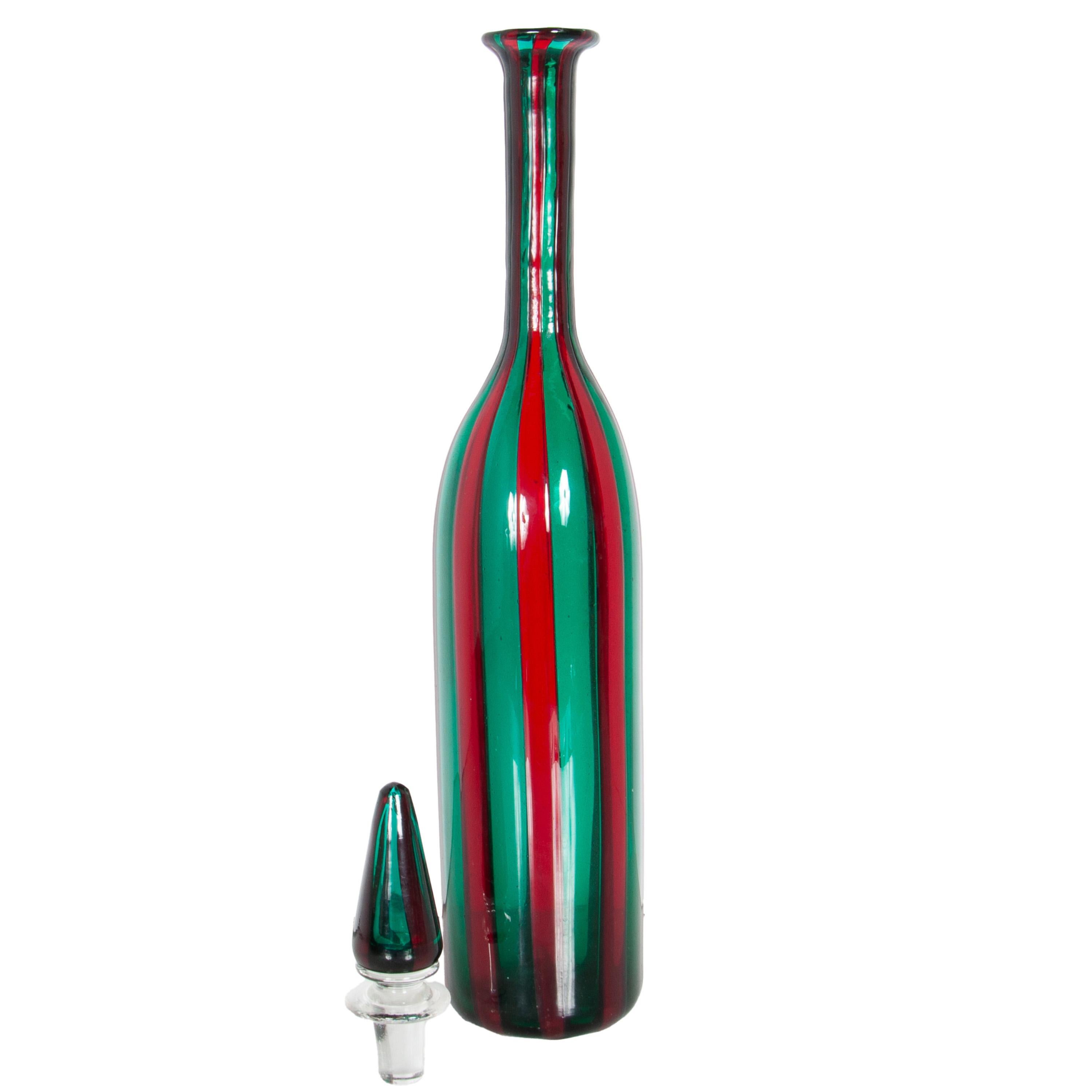Mid Century Italian Murano Glass Morandiane Bottle Gio Ponti & Paolo Venini 1955 For Sale 2