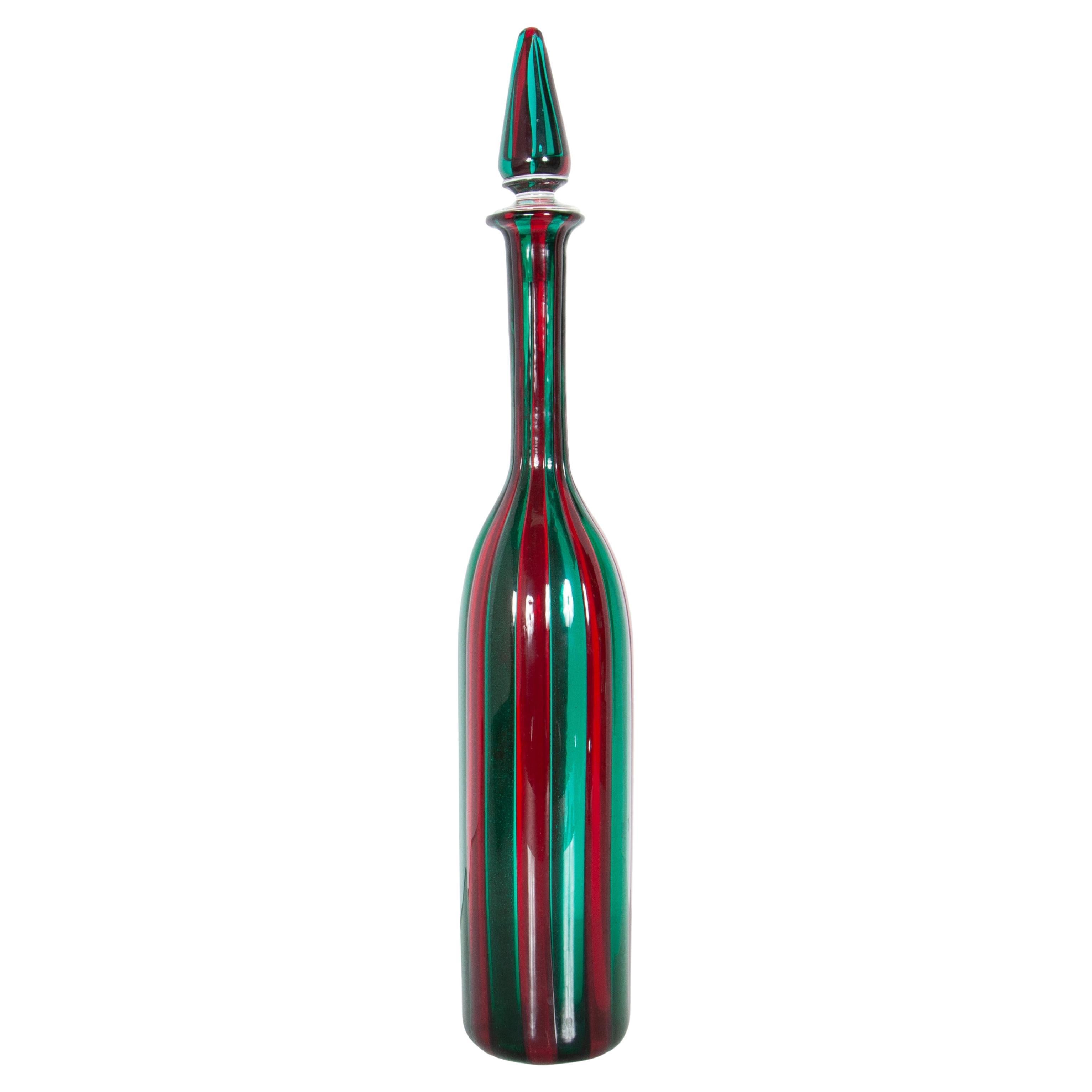 Mid Century Italian Murano Glass Morandiane Bottle Gio Ponti & Paolo Venini 1955 For Sale