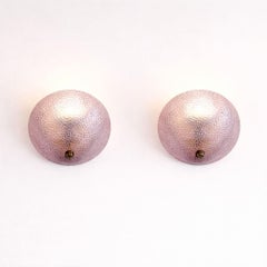 Mid-century Italian Murano glass sconces wall lights in pink glass brass. 1950s