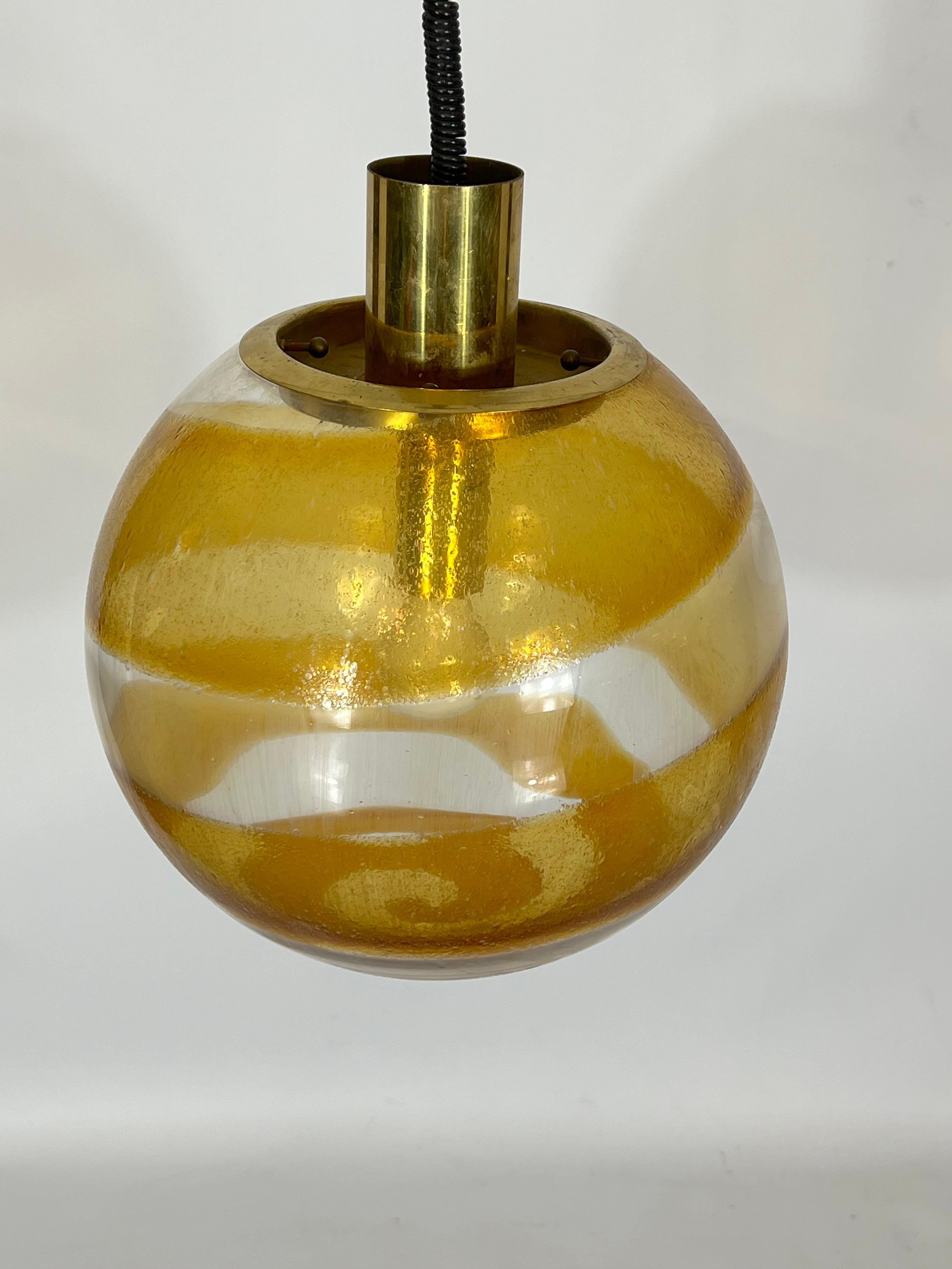 20th Century Mid-century Italian Murano glass sphere pendant lamp from 60s For Sale