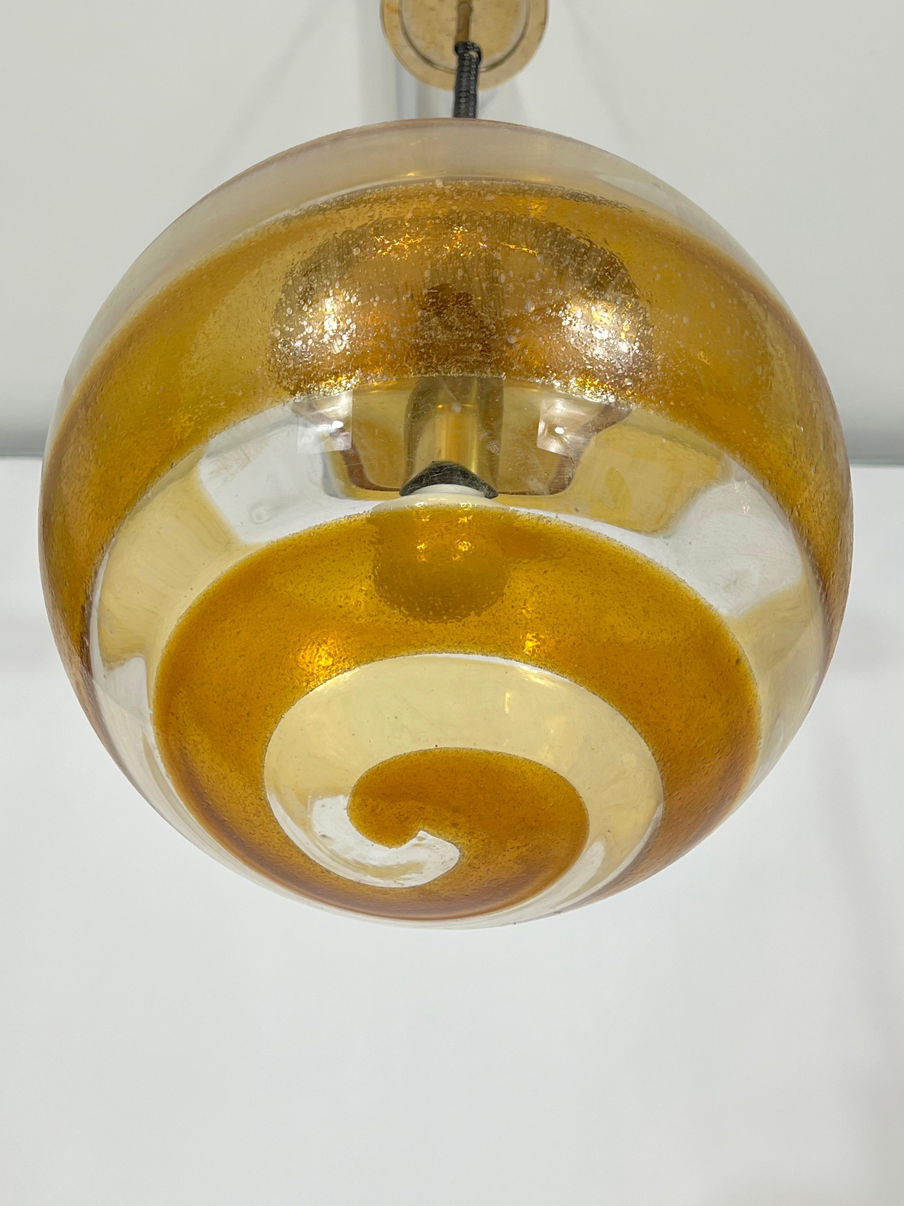 Mid-century Italian Murano glass sphere pendant lamp from 60s For Sale 3
