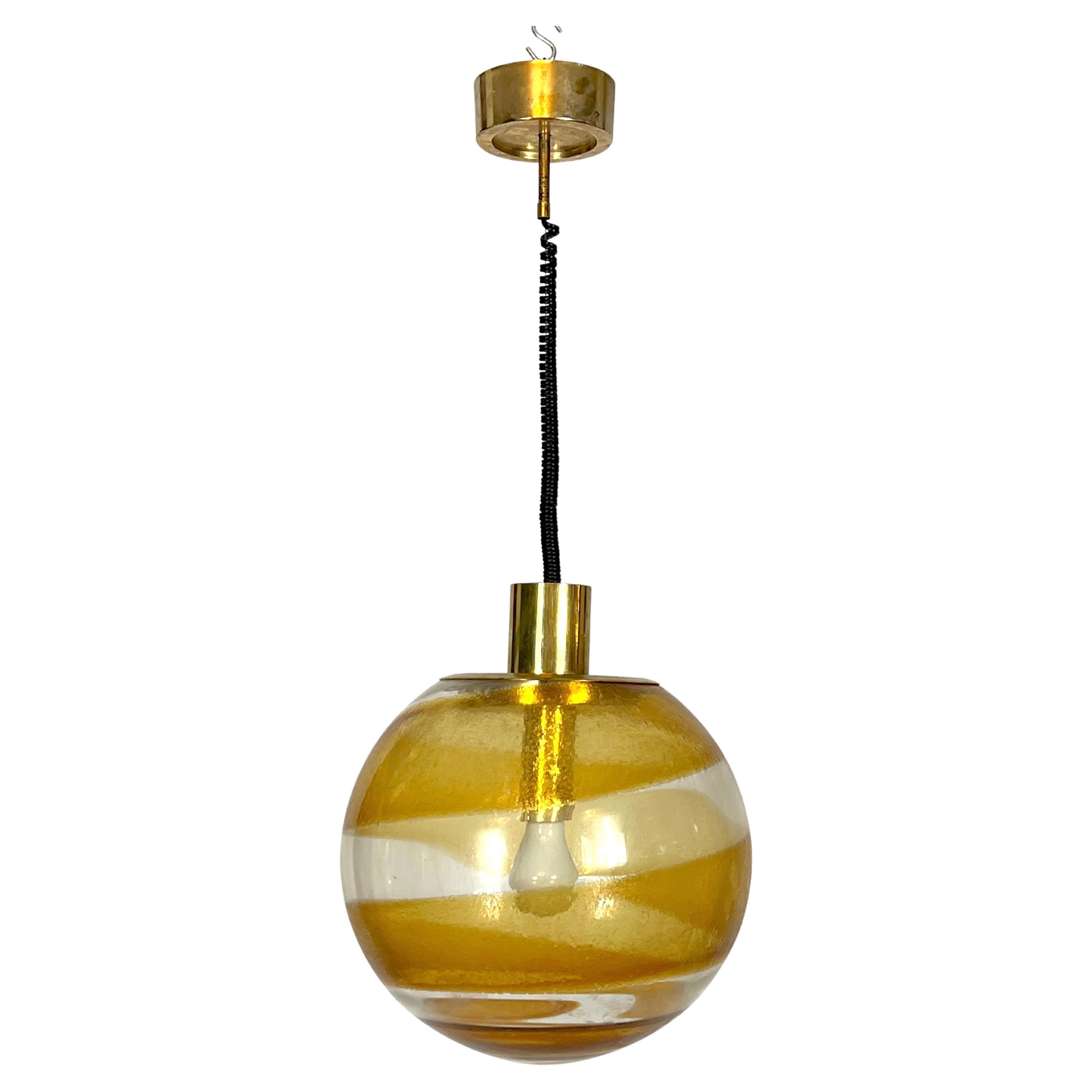 Mid-century Italian Murano glass sphere pendant lamp from 60s For Sale