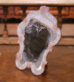 Mid-Century Italian Murano Glass Vanity Mirror with Floral Frame