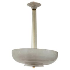 Mid Century Italian Murano Icy Ceiling Fixture Attributed To Venini