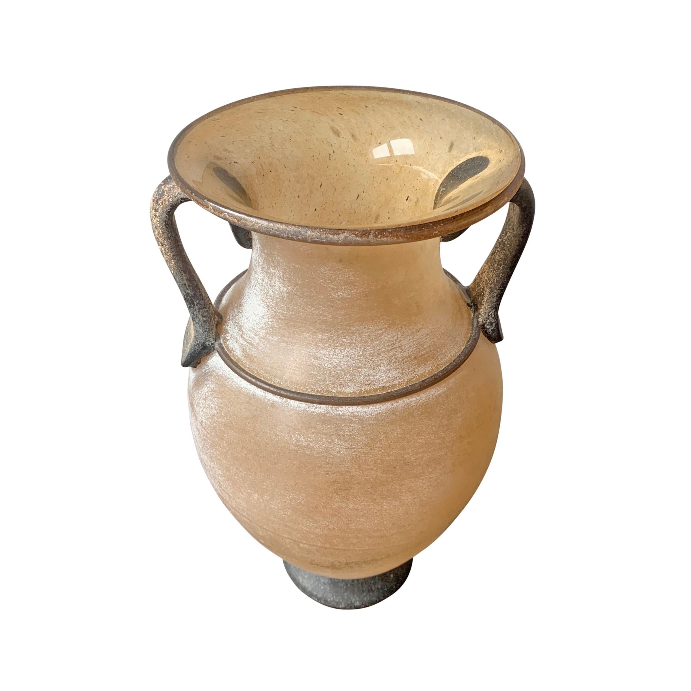 Blown Glass Midcentury Italian Murano Scavo Amphora Vase
