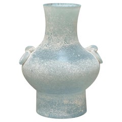 Mid-Century Italian Murano Scavo Blue Glass Vase Mid-Century Italian Murano Scavo Blue Glass Vase