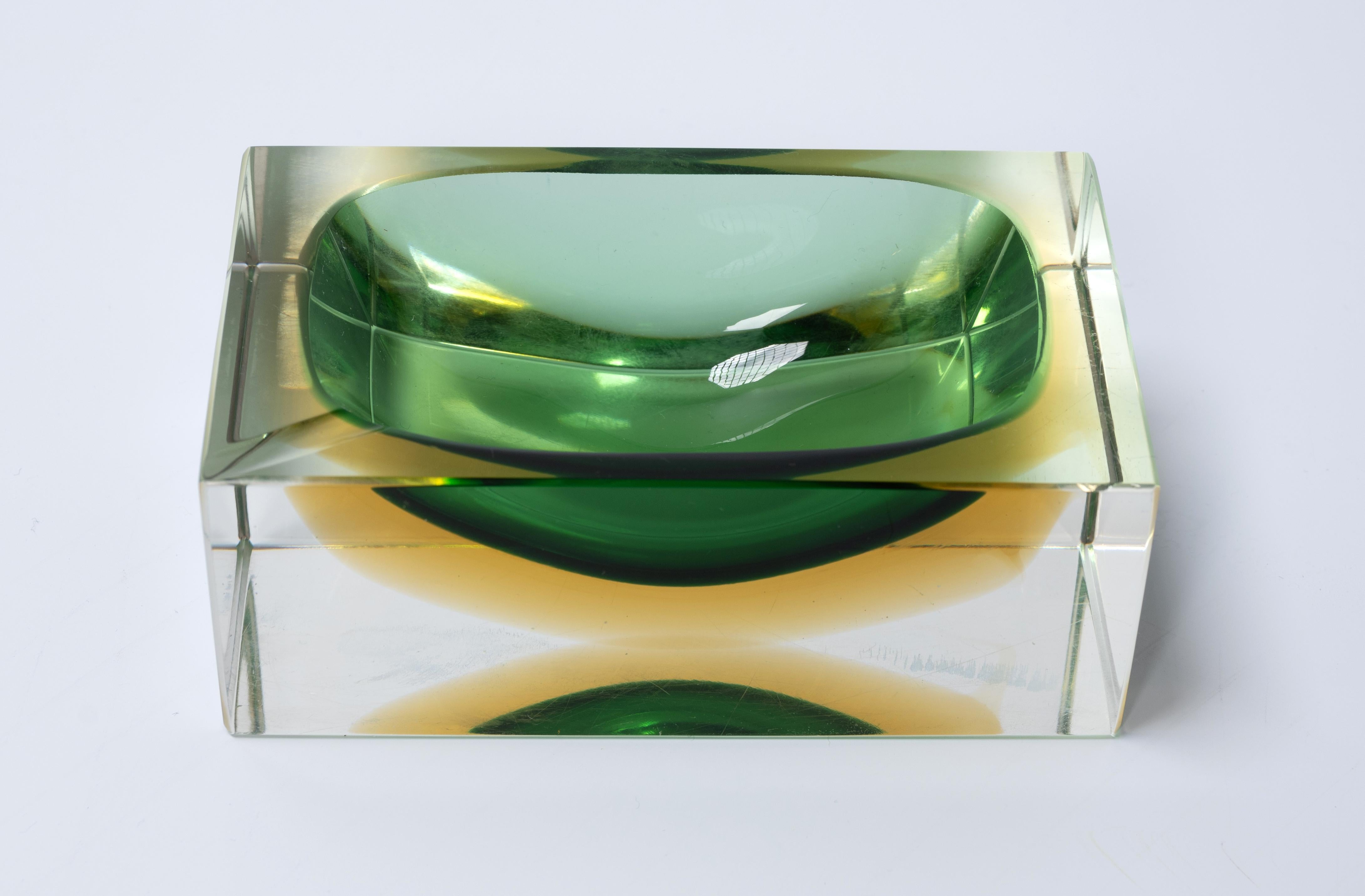 Mid-Century Modern Mid Century Italian Murano Sommerso Ashtray Flavio Poli For Seguso C.1960 For Sale