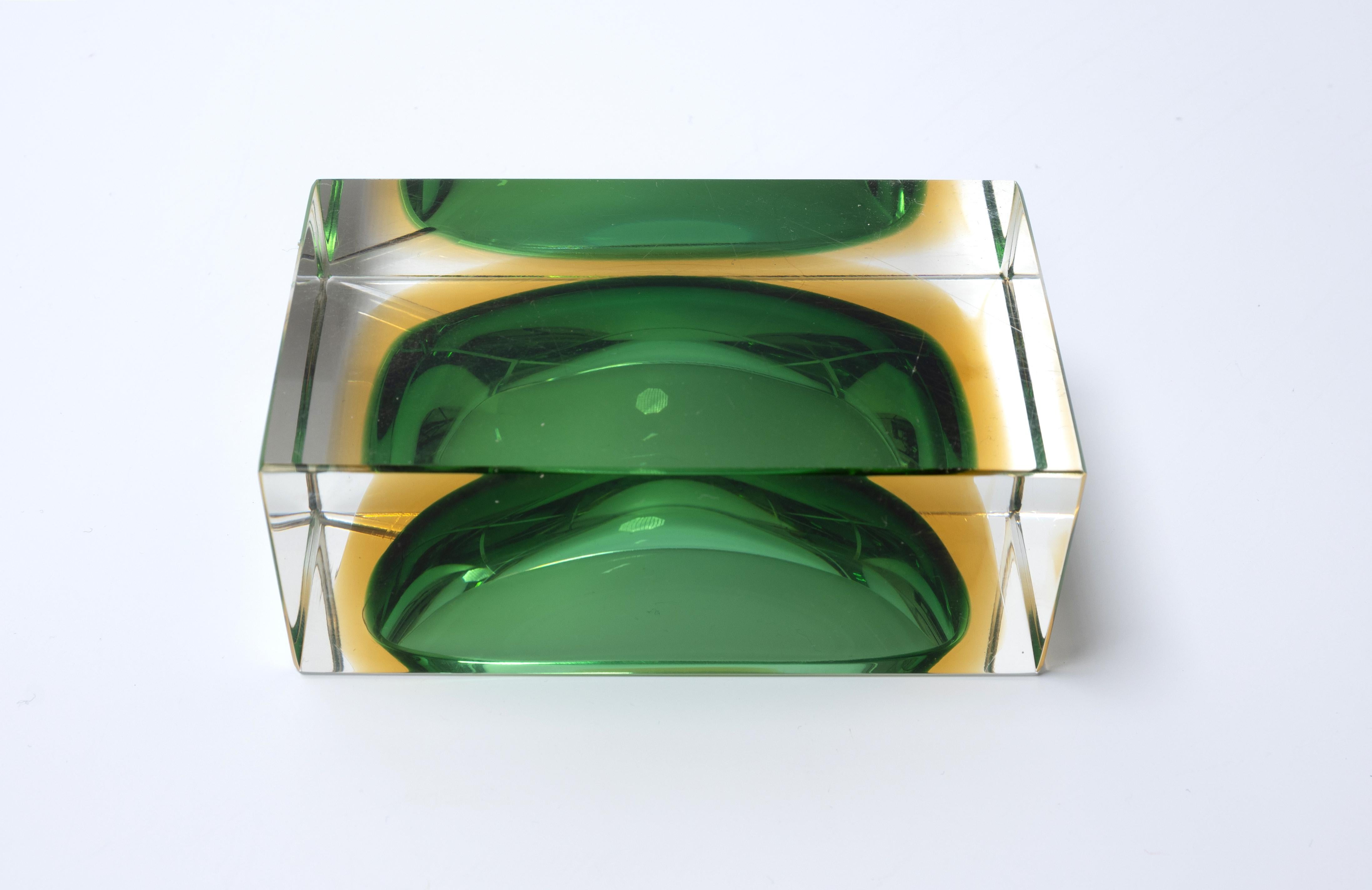 20th Century Mid Century Italian Murano Sommerso Ashtray Flavio Poli For Seguso C.1960 For Sale