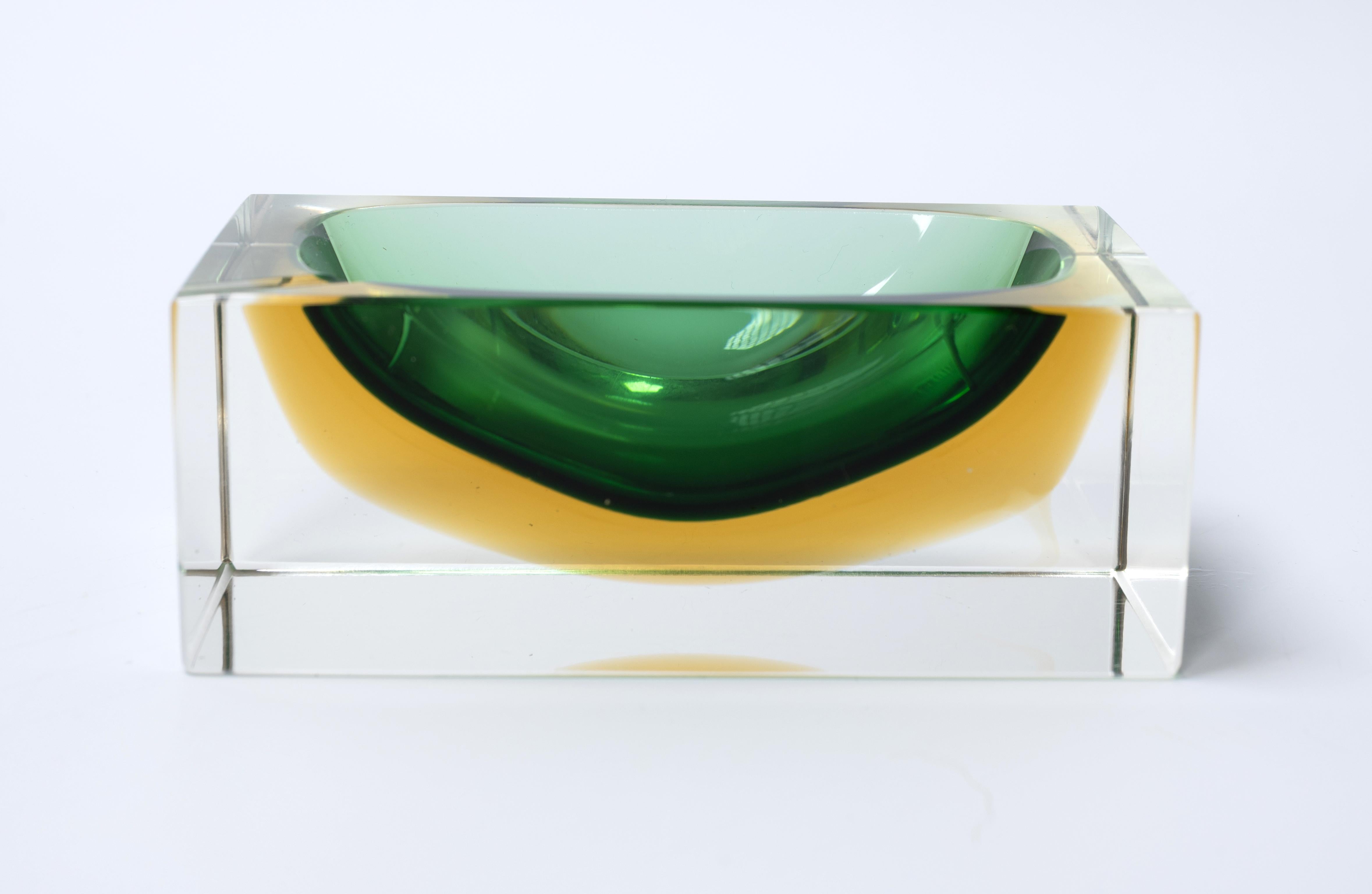Art Glass Mid Century Italian Murano Sommerso Ashtray Flavio Poli For Seguso C.1960 For Sale