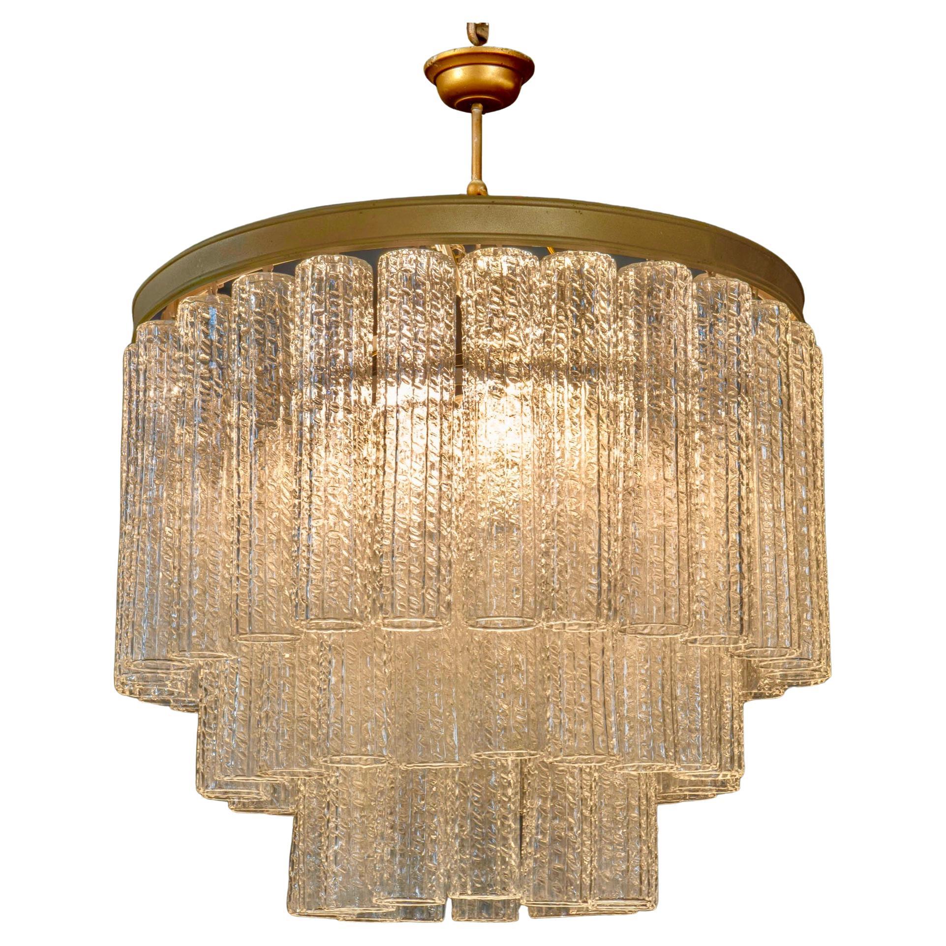 Mid-Century Italian Murano Venini Original Chandelier 