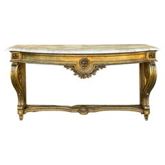 Mid-Century Italian Neo-Classical Style Carved Giltwood 
Marble Console Table