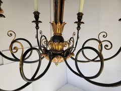 Mid-Century Italian Neo-Classical Style Carved Giltwood Six Arm Chandelier