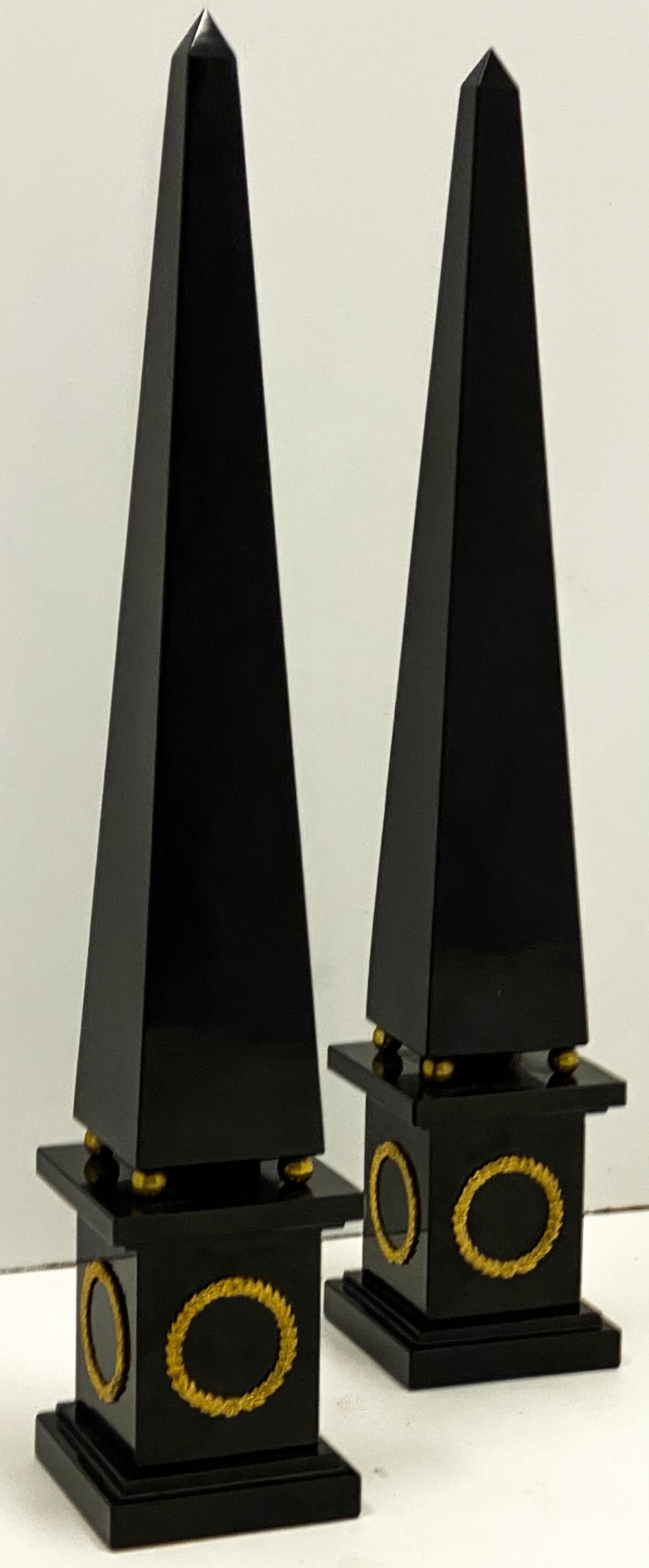 Mid-20th Century Midcentury Italian Neoclassical Style Marble Obelisks, a Pair