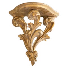 Mid Century Italian Neoclassical Carved Giltwood Wall Bracket Shelf