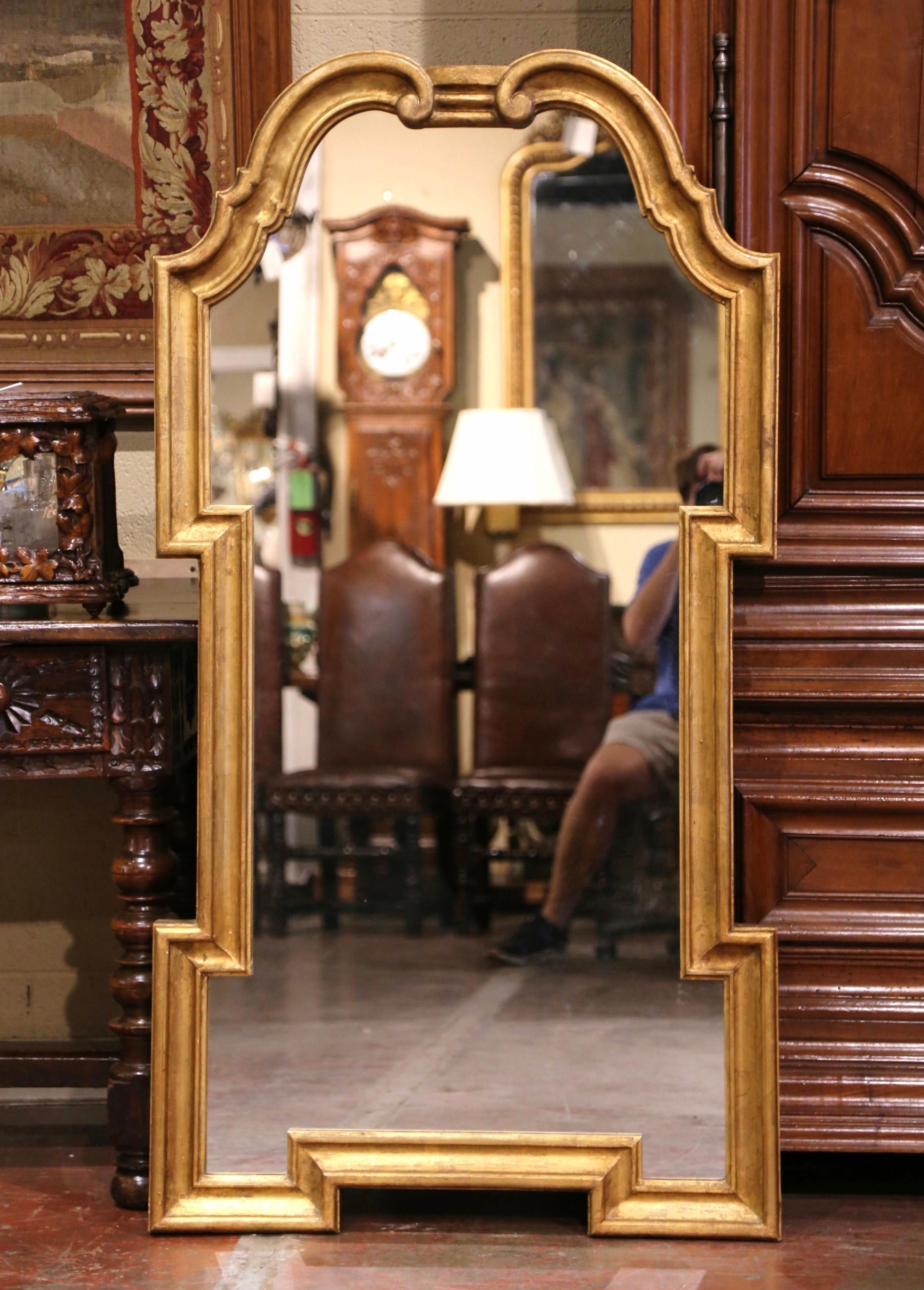 20th Century Mid-Century Italian Neoclassical Carved Giltwood Wall Mirror For Sale