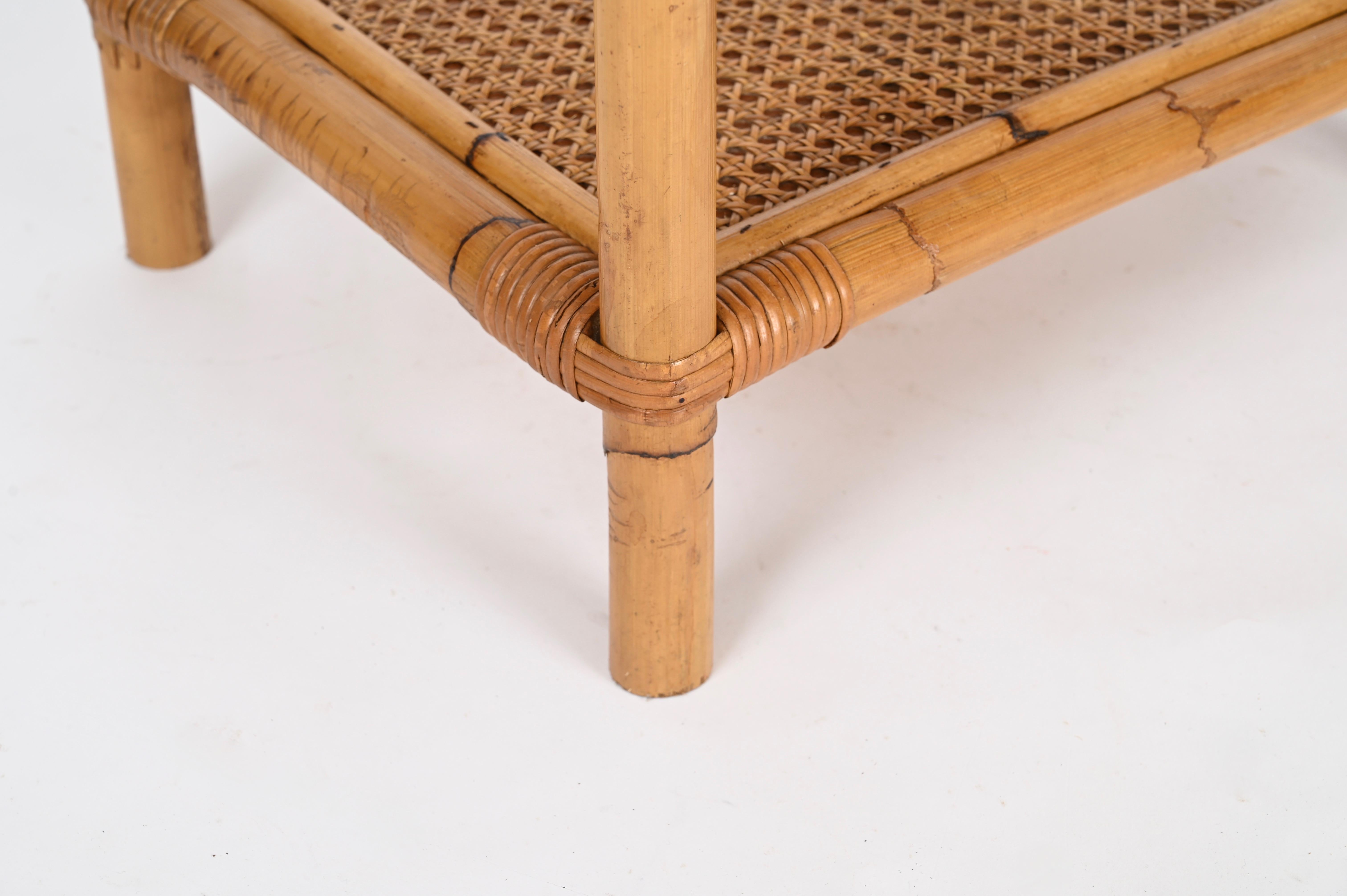 Mid-Century Italian Nightstand or Side Table in Bamboo, Rattan and Straw, 1960s For Sale 6