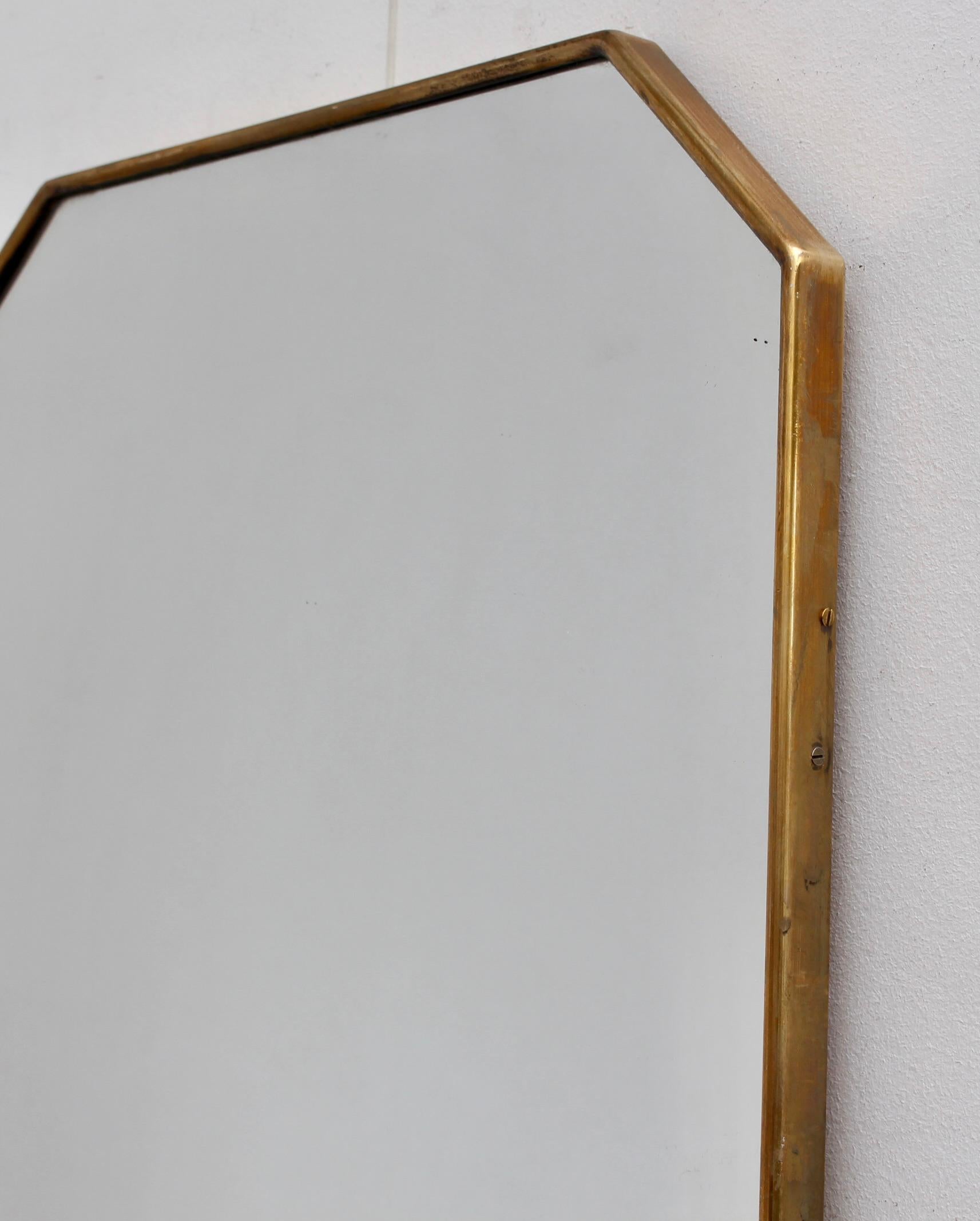 Mid-Century Italian Octagonal Mirror with Brass Frame (circa 1950s) For Sale 8