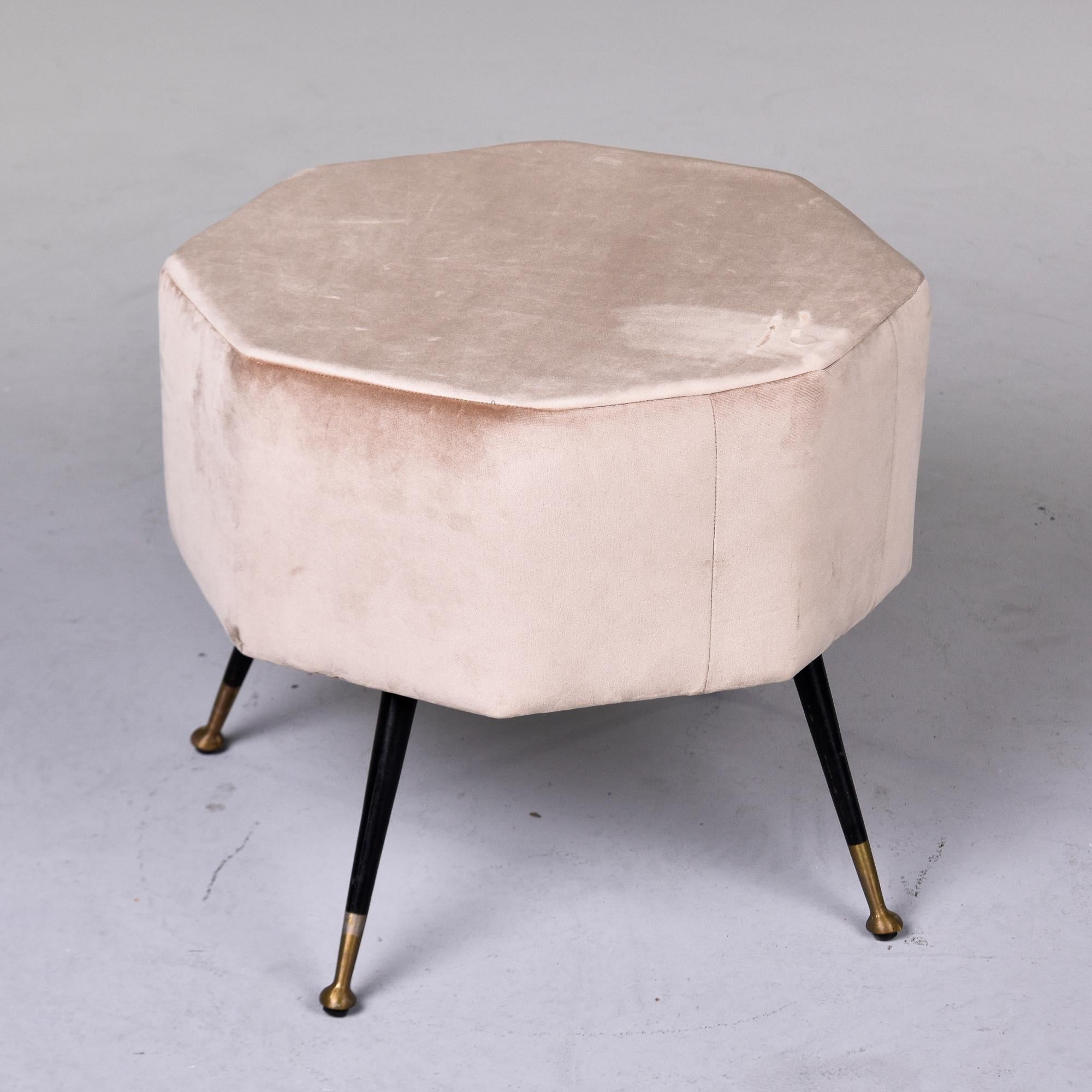Mid Century Italian Octagonal Stool in Champagne Velvet In Good Condition For Sale In Troy, MI