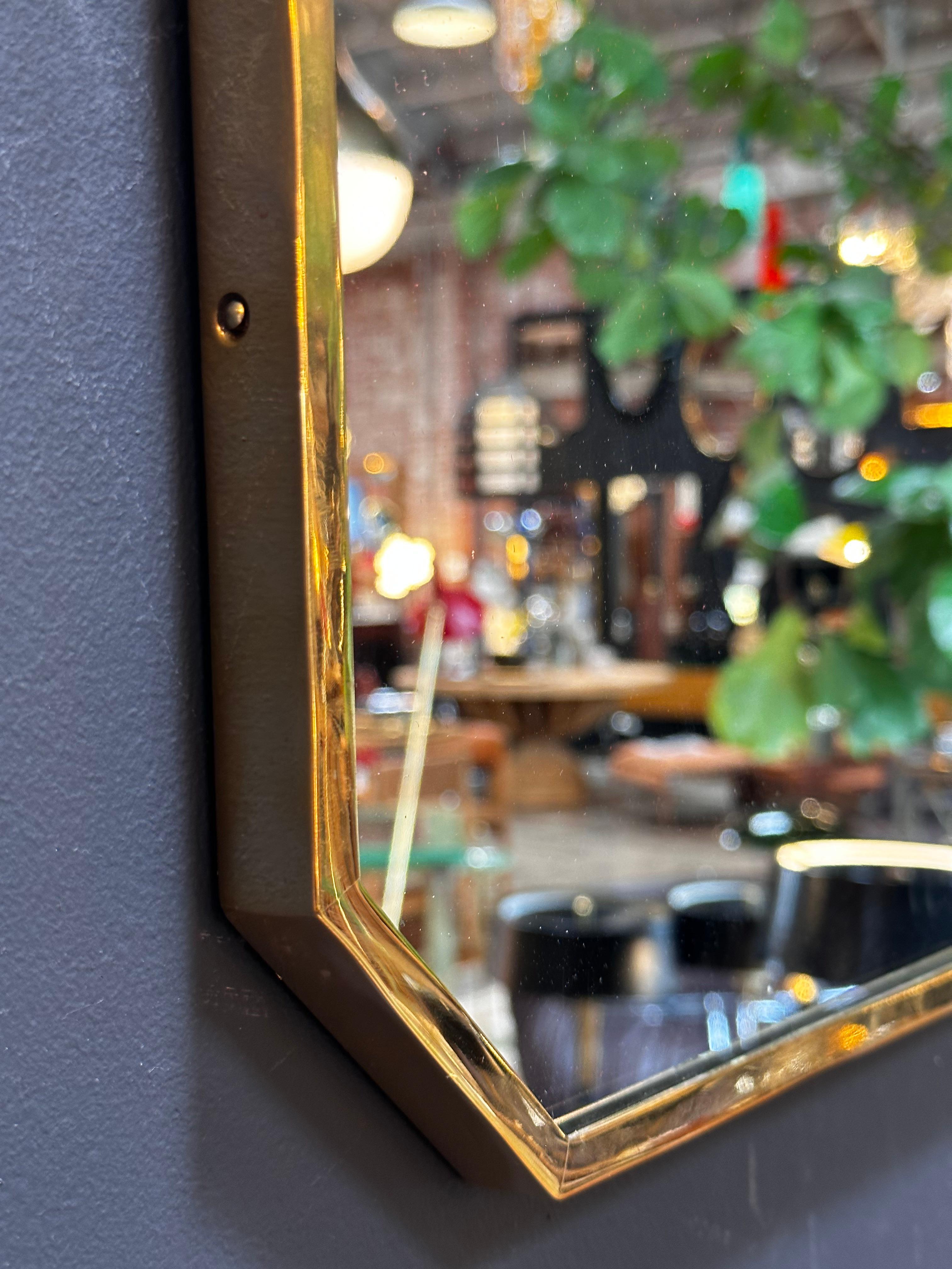 Mid-Century Modern Mid Century Italian Octagonal Wall Mirror 1980s For Sale