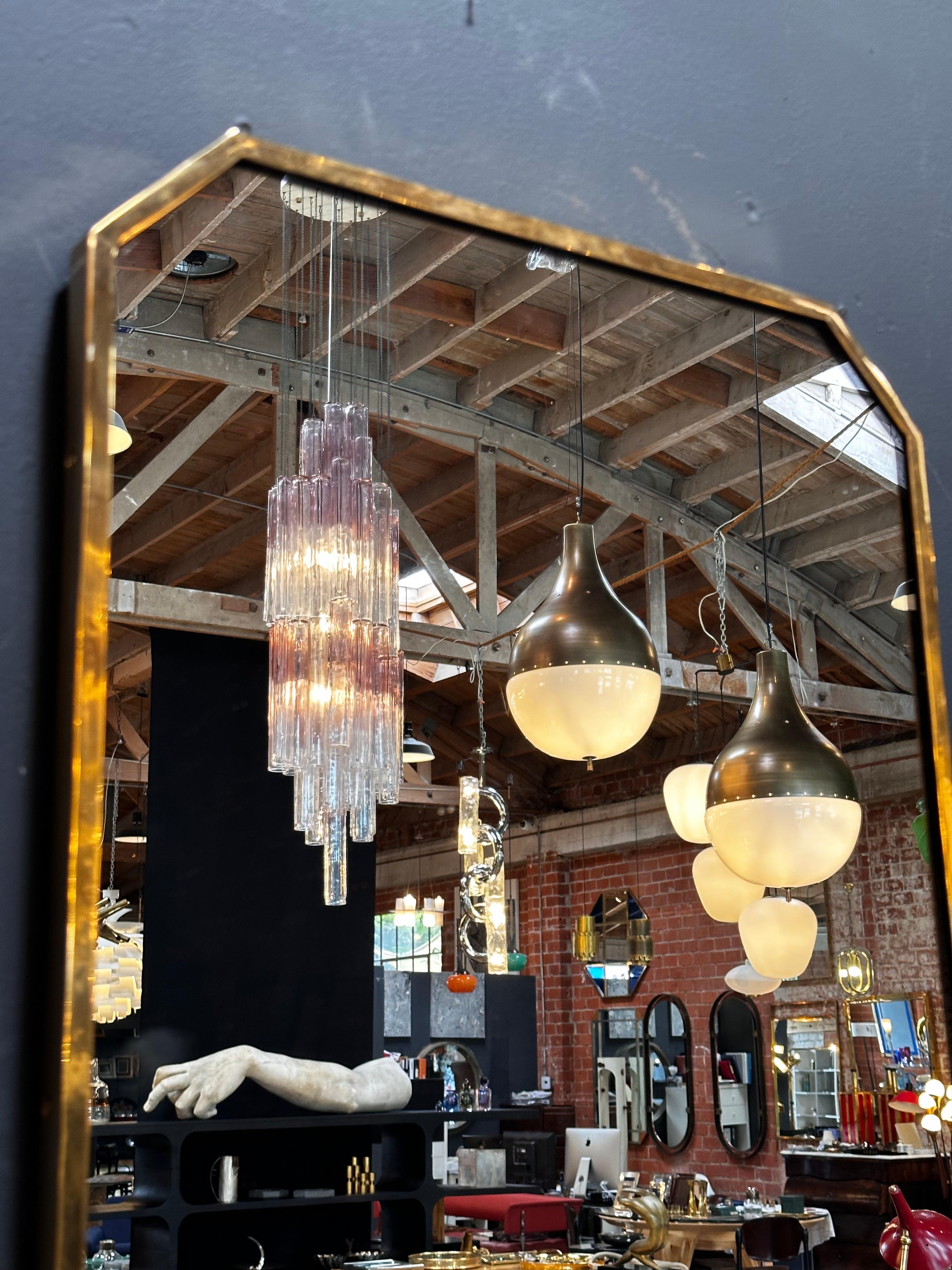 Mid Century Italian Octagonal Wall Mirror 1980s In Good Condition For Sale In Los Angeles, CA