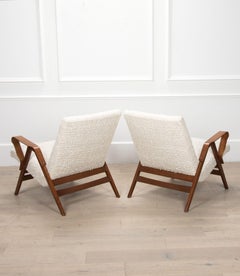 Mid-Century Italian Off White Boucle Armchairs