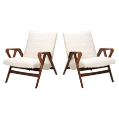 Mid-Century Italian Off White Boucle Armchairs