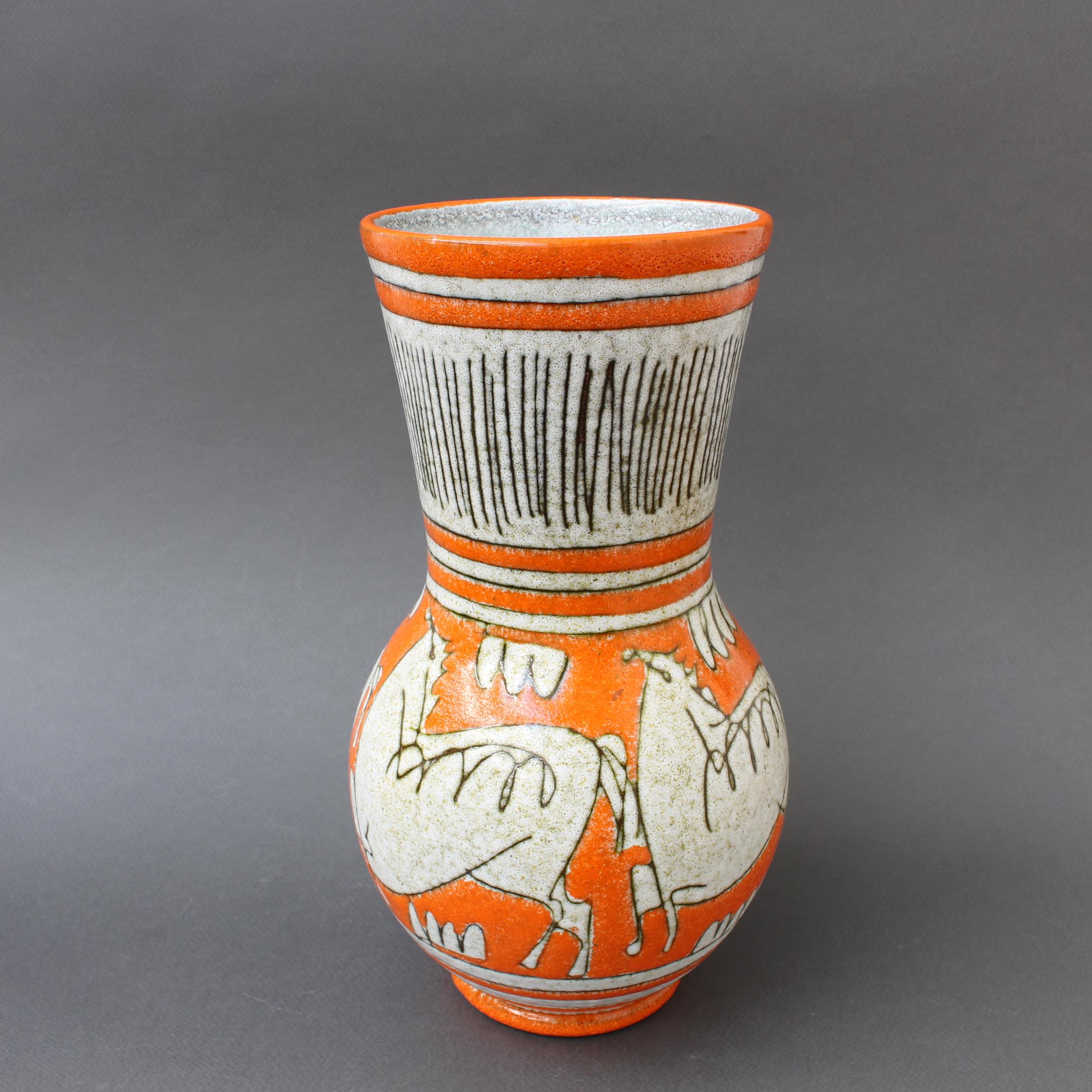 Midcentury Italian Orange Ceramic Vase by Fratelli Fanciullacci, circa 1960s 4