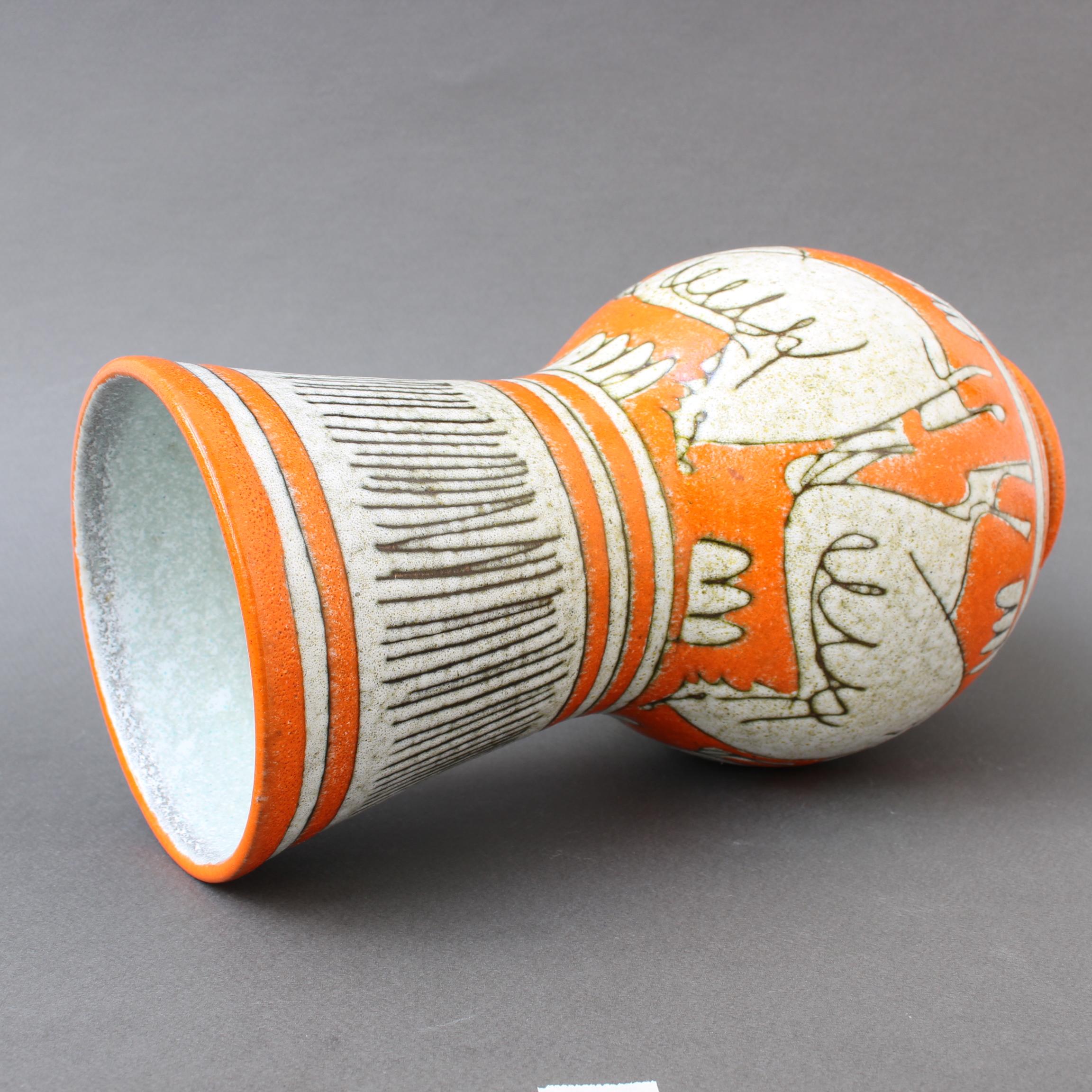 Midcentury Italian Orange Ceramic Vase by Fratelli Fanciullacci, circa 1960s 5