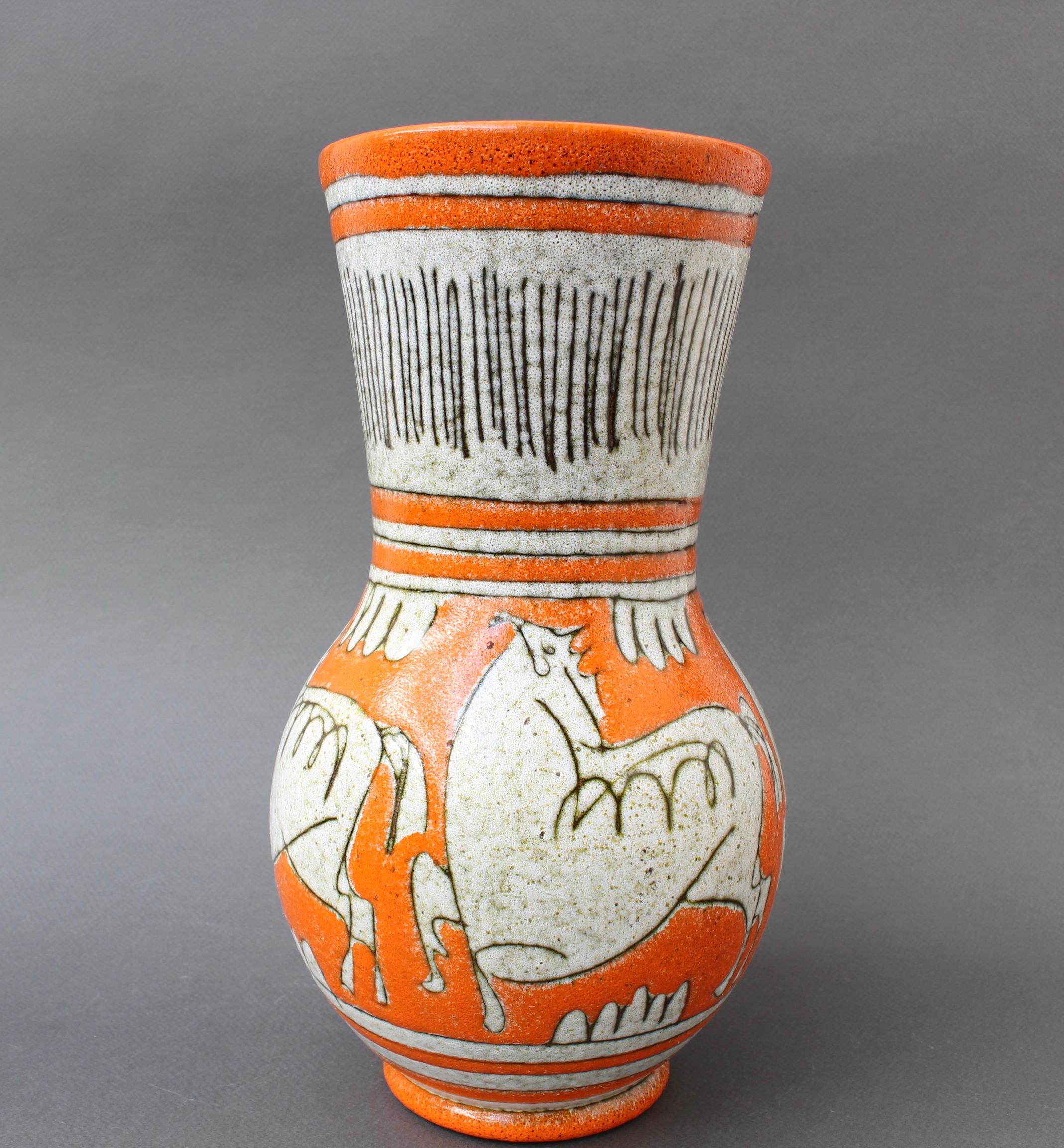 Midcentury Italian Orange Ceramic Vase by Fratelli Fanciullacci, circa 1960s In Good Condition In London, GB