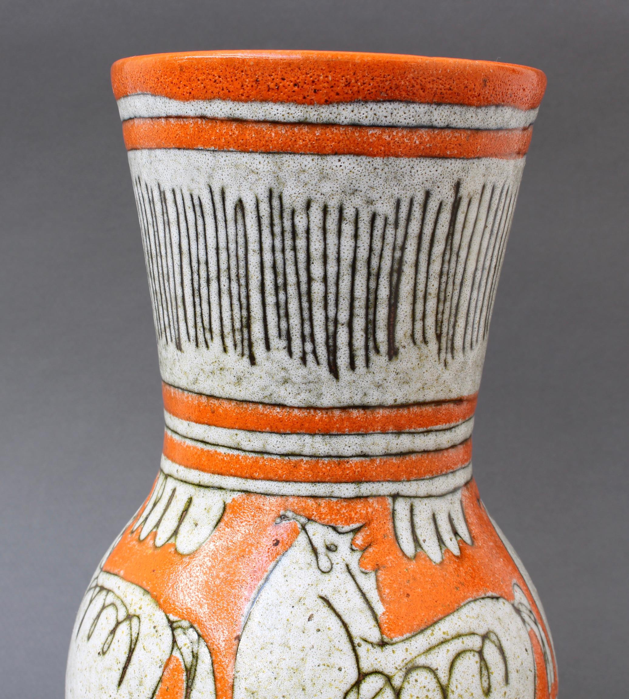 Mid-20th Century Midcentury Italian Orange Ceramic Vase by Fratelli Fanciullacci, circa 1960s