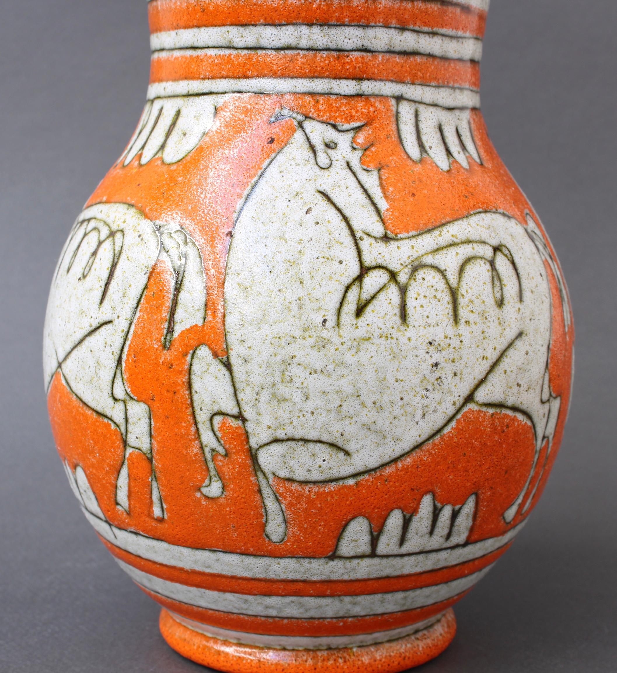 Midcentury Italian Orange Ceramic Vase by Fratelli Fanciullacci, circa 1960s 1