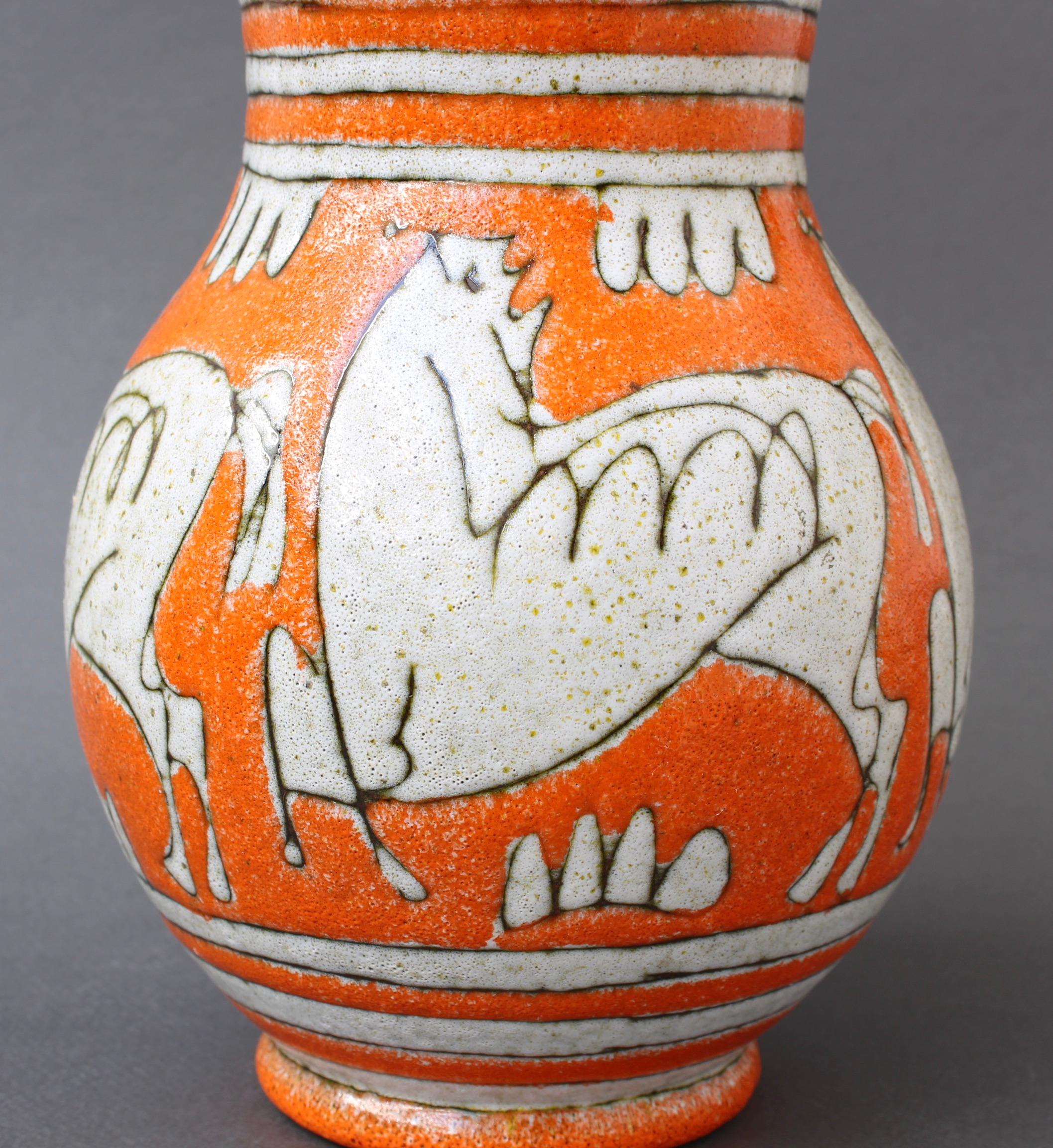 Midcentury Italian Orange Ceramic Vase by Fratelli Fanciullacci, circa 1960s 2