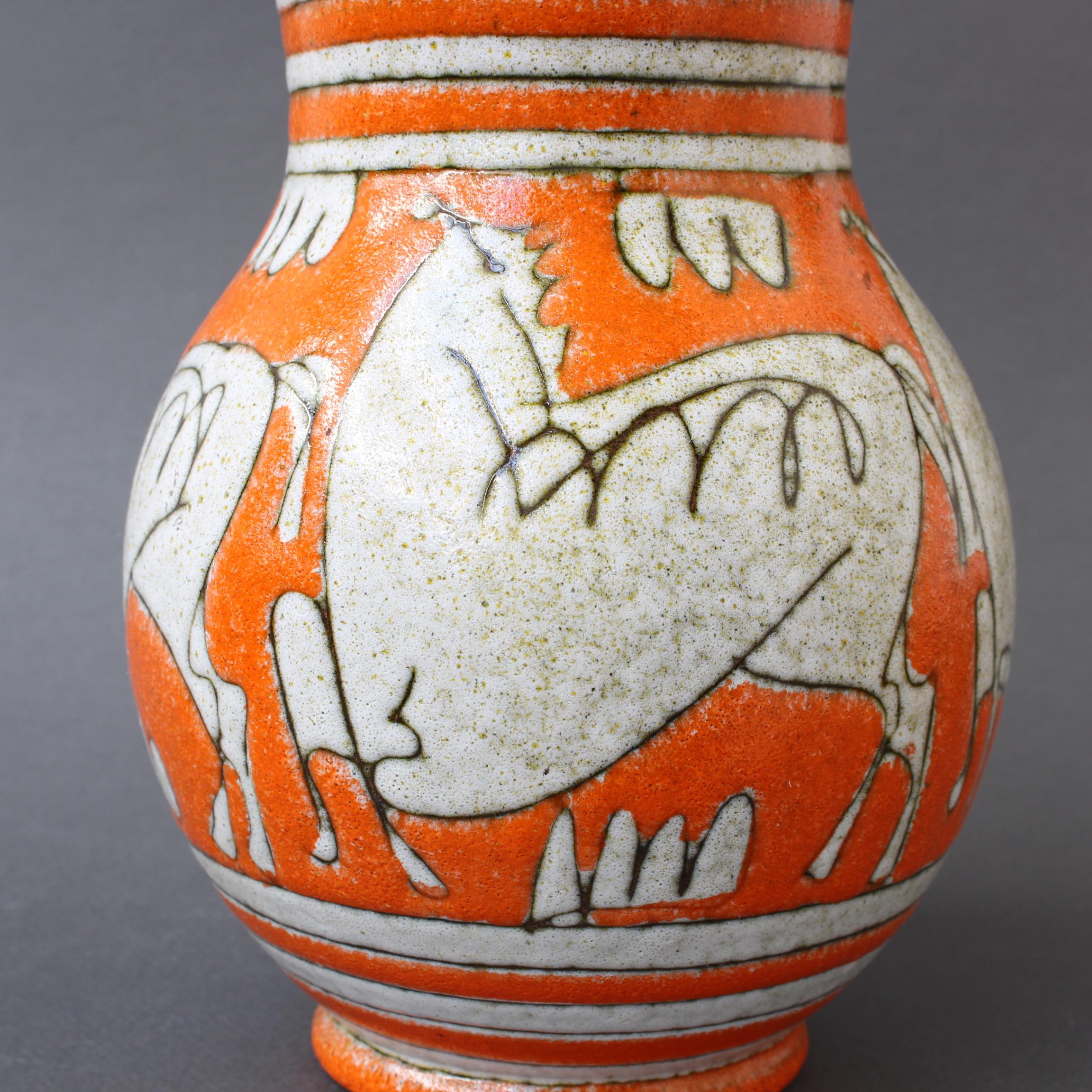 Midcentury Italian Orange Ceramic Vase by Fratelli Fanciullacci, circa 1960s 3