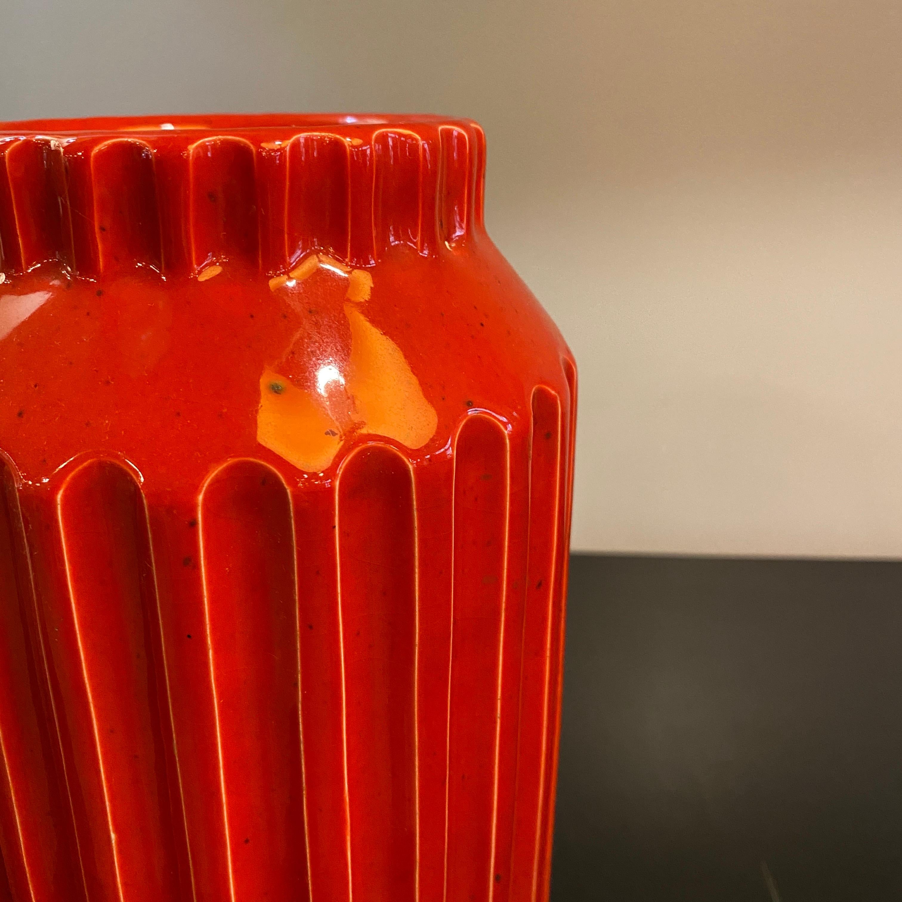 Mid-Century Italian Orange Moorish Art Pottery Jar For Sale 1