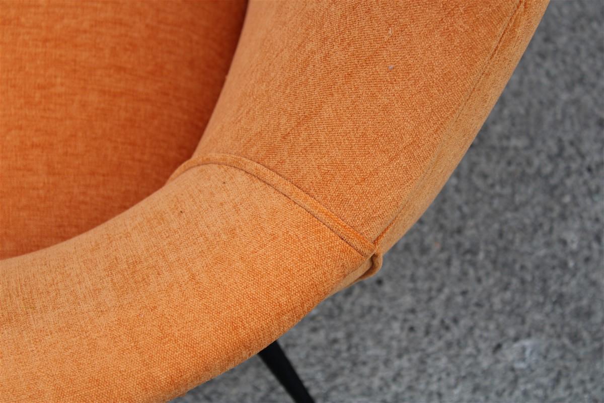 Midcentury Italian Orange Velvet Sofa Augusto Bozzi for Saporiti Attributed For Sale 7