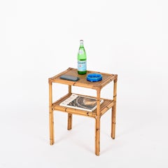 Mid-Century Italian Organic Coffee Table in Bamboo and Rattan, Italy 1960s