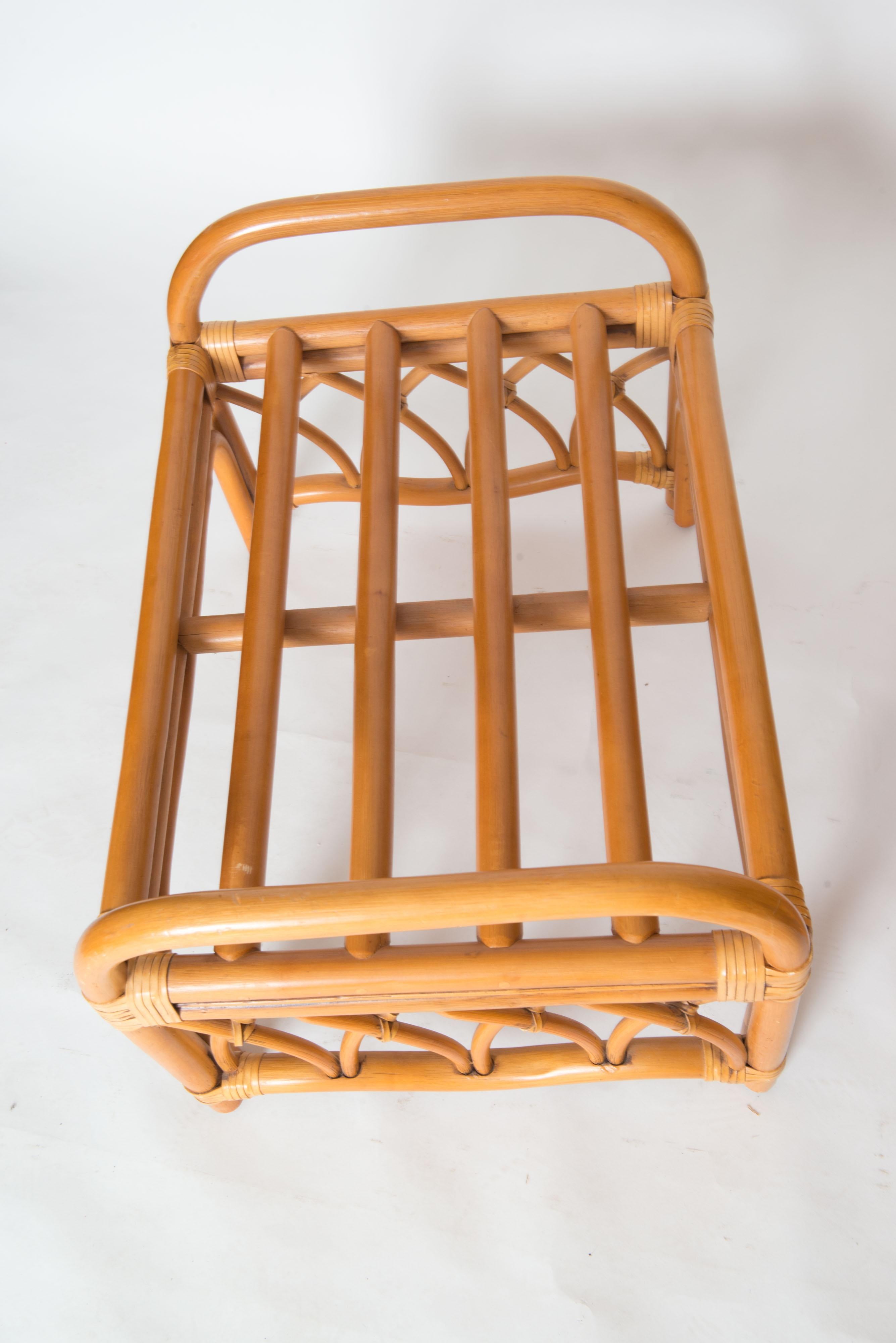 Midcentury Italian Organic Modern Rattan Armchair and Ottoman 6