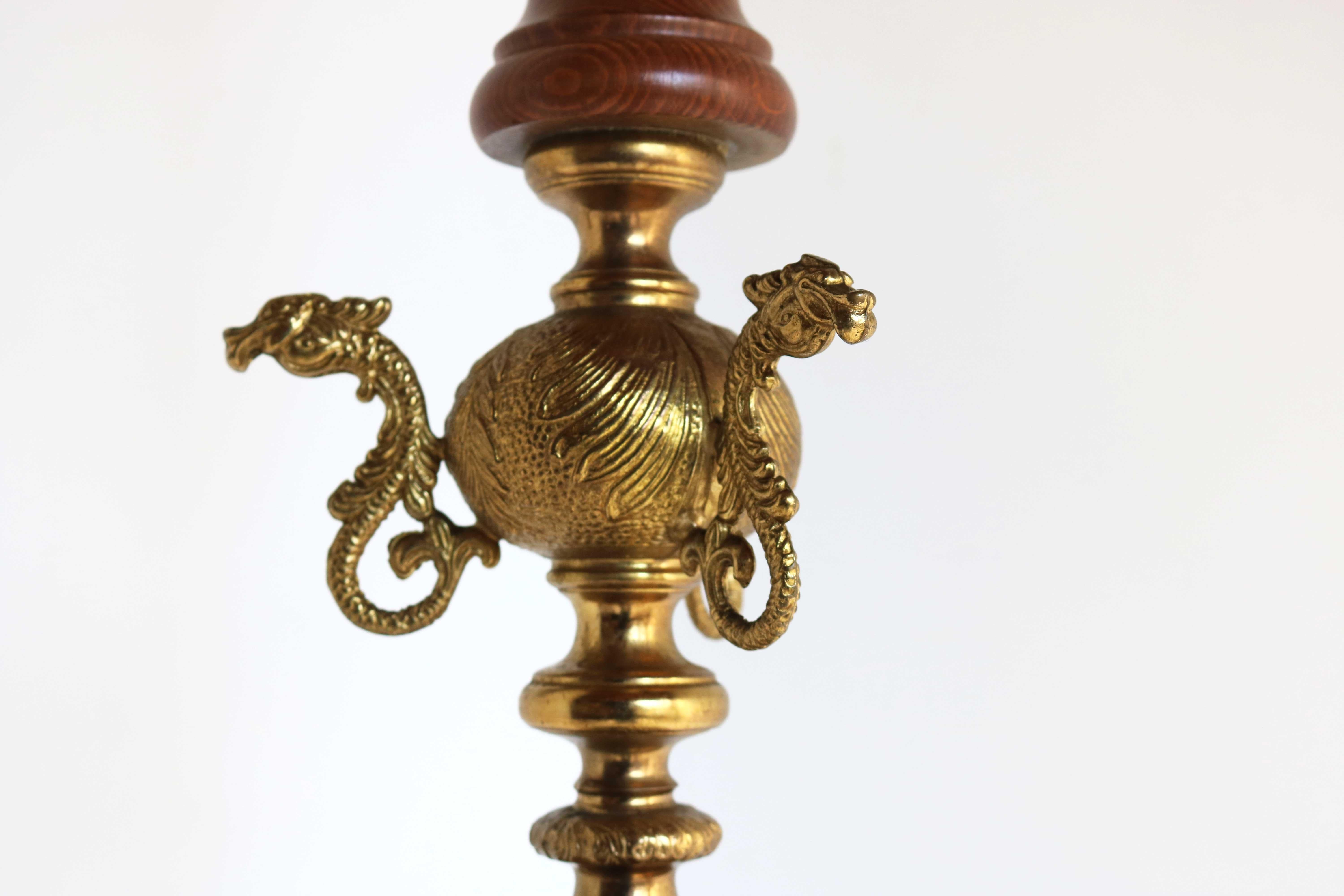 Mid-Century Italian Ornate Brass And Wood Coat Stand / Hat Rack , 60s Hall Tree 4