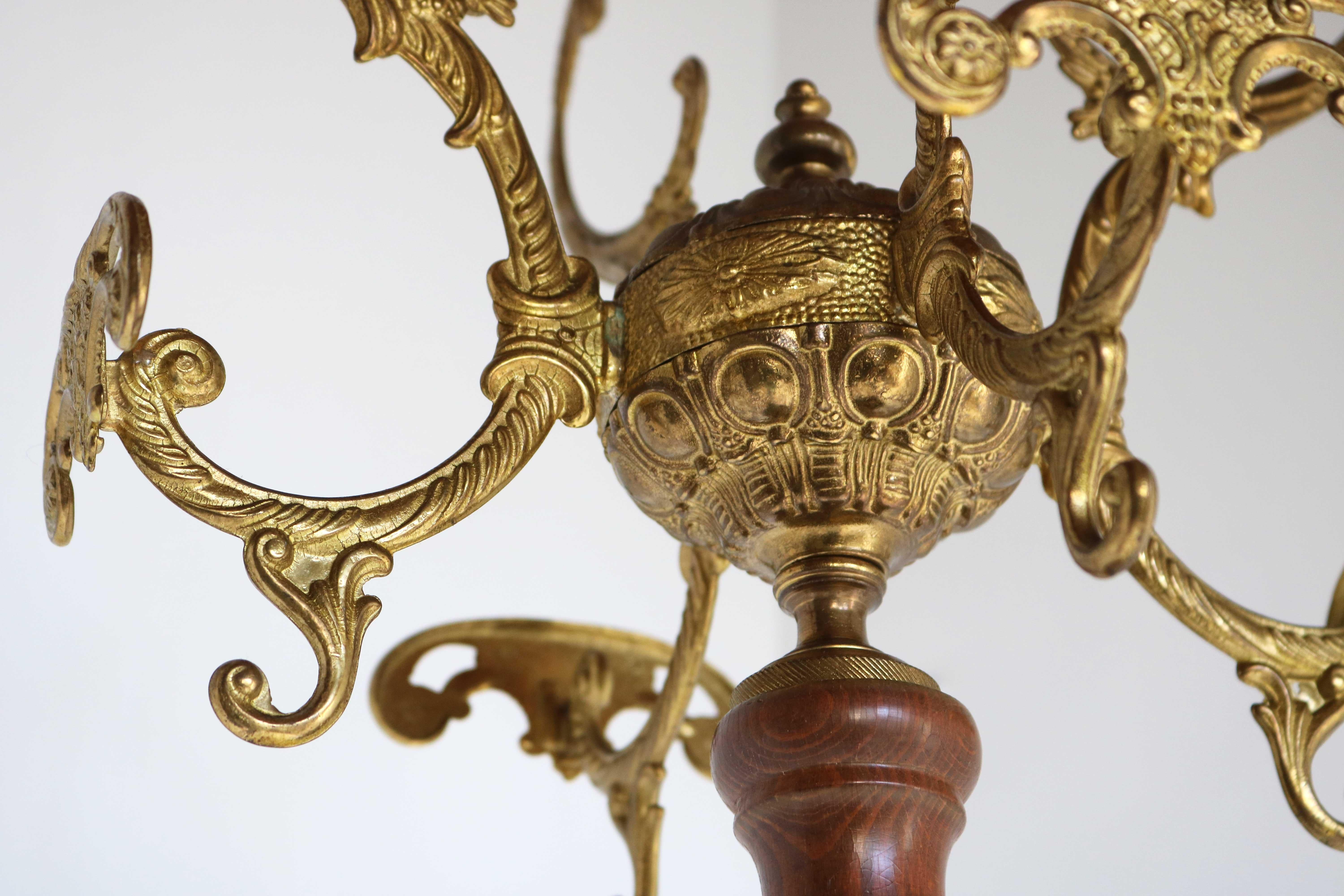Mid-Century Italian Ornate Brass And Wood Coat Stand / Hat Rack , 60s Hall Tree 1