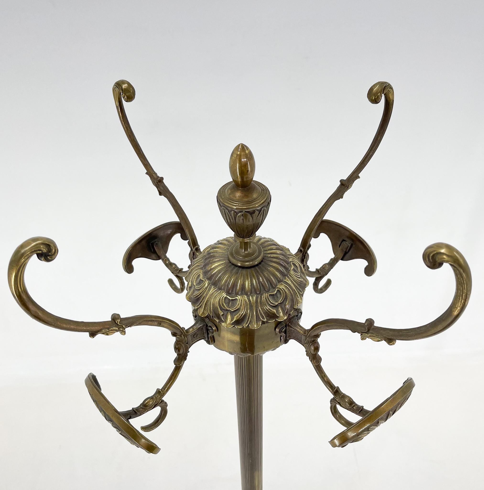 Mid-Century Italian Ornate Brass Coat Hanger For Sale 1
