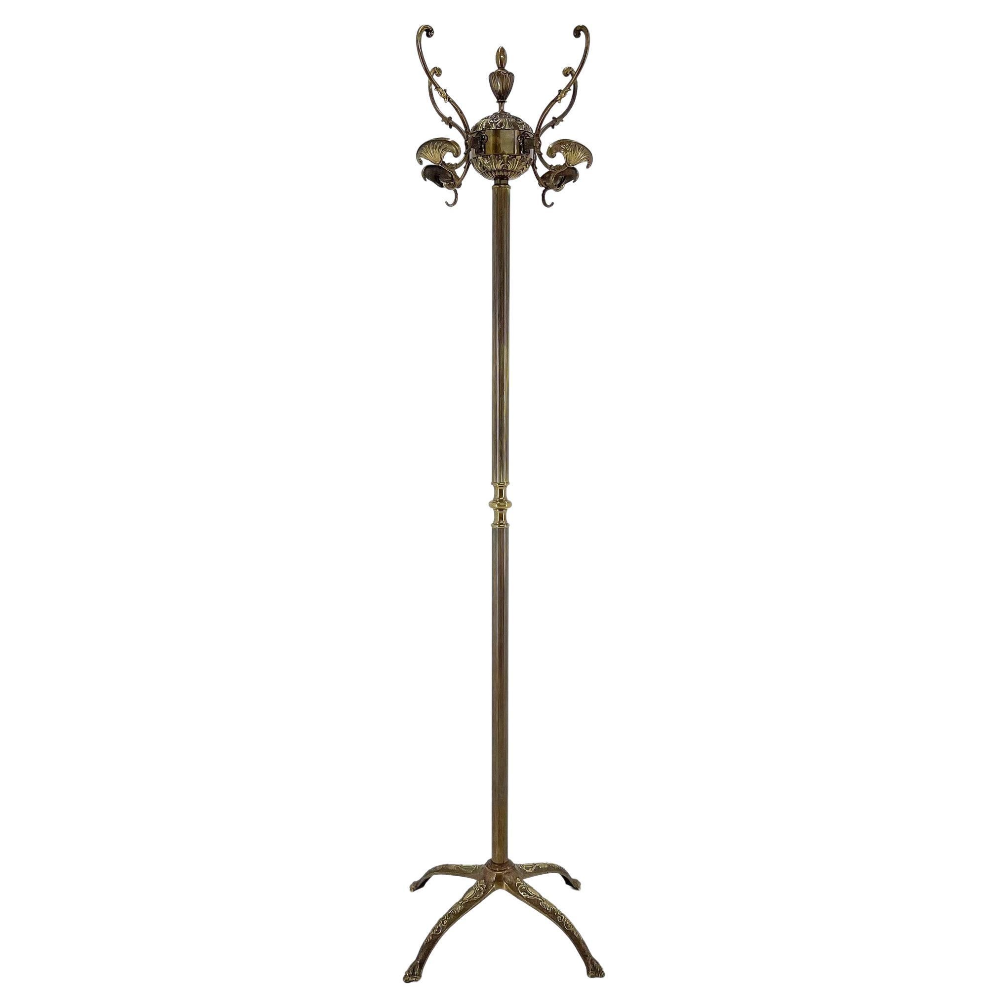Mid-Century Italian Ornate Brass Coat Hanger For Sale