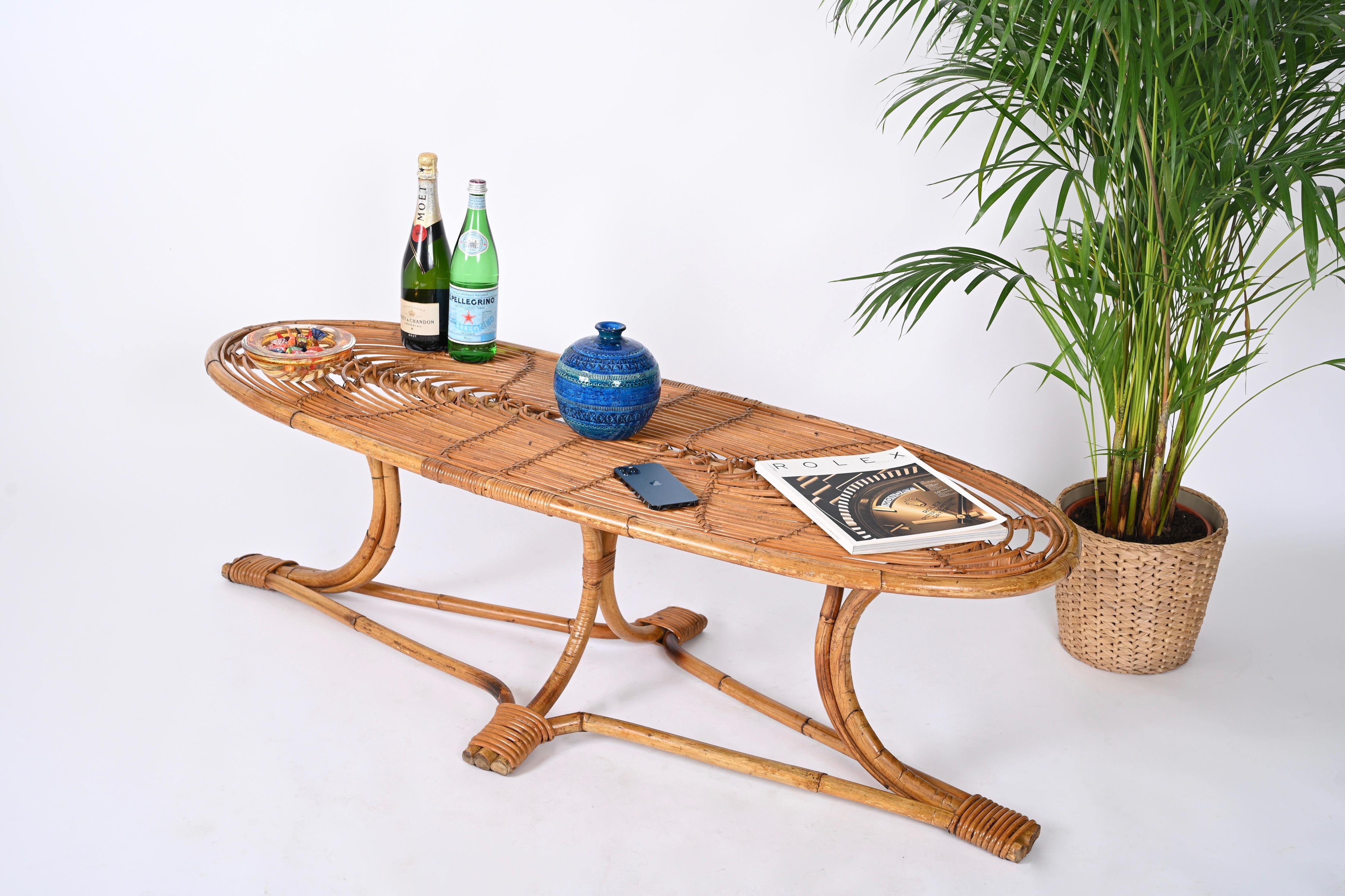 oval bamboo coffee table