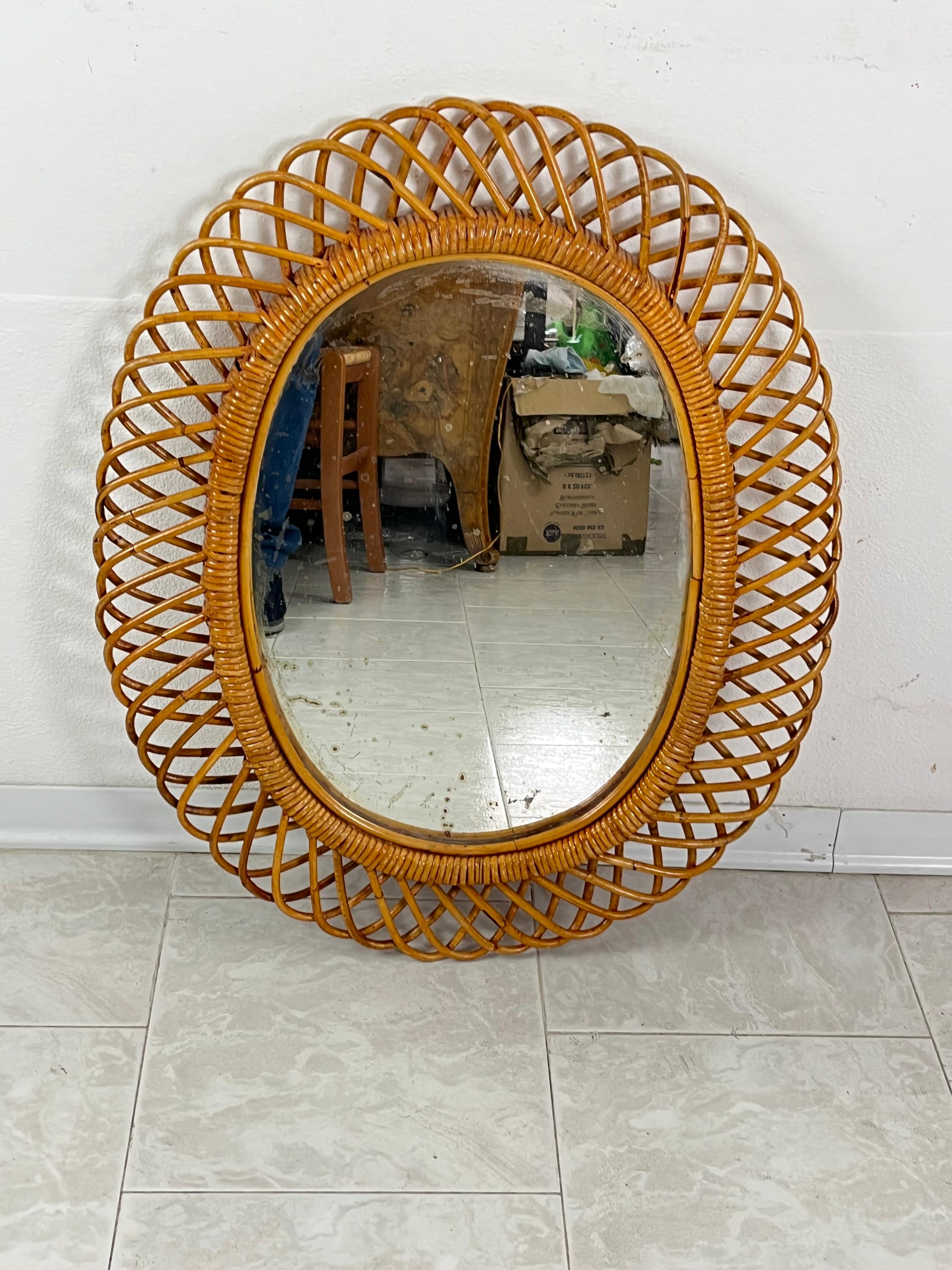 Mid-Century Italian oval bamboo mirror, 1960s
Intact and in good condition, small signs of aging.