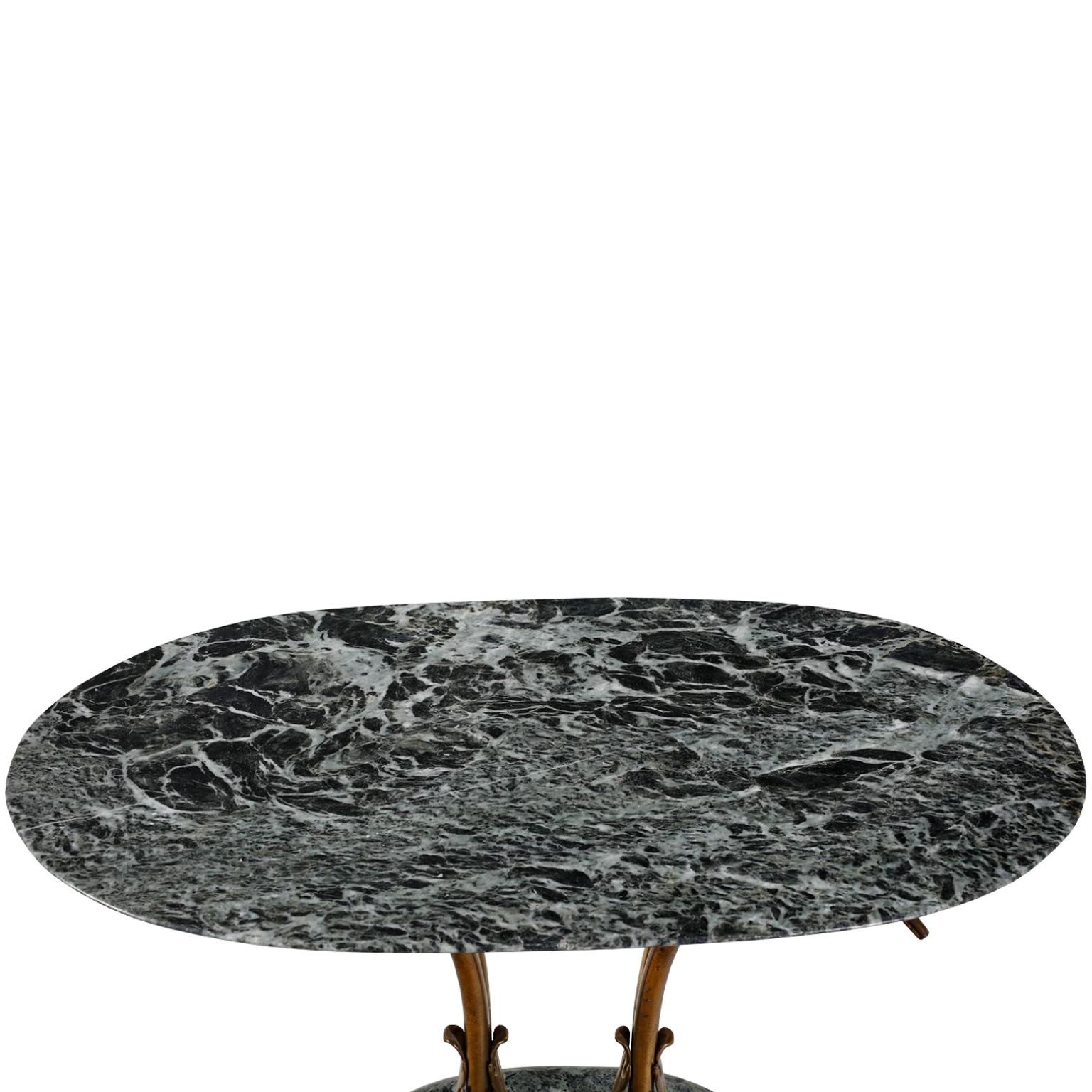 Mid-Century Modern Mid-Century Italian Oval Marble and Bronze Side Table  For Sale