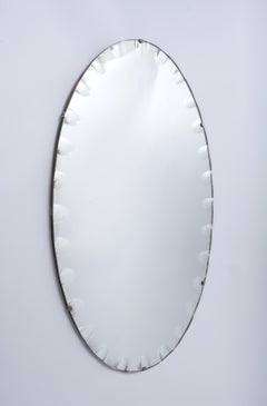 Mid Century Italian Oval Mirror With Reverse Cut Optics C.1950