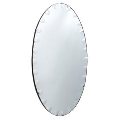 Mid Century Italian Oval Mirror With Reverse Cut Optics C.1950