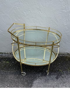 Mid Century Italian Oval Shaped Brass Bar Cart